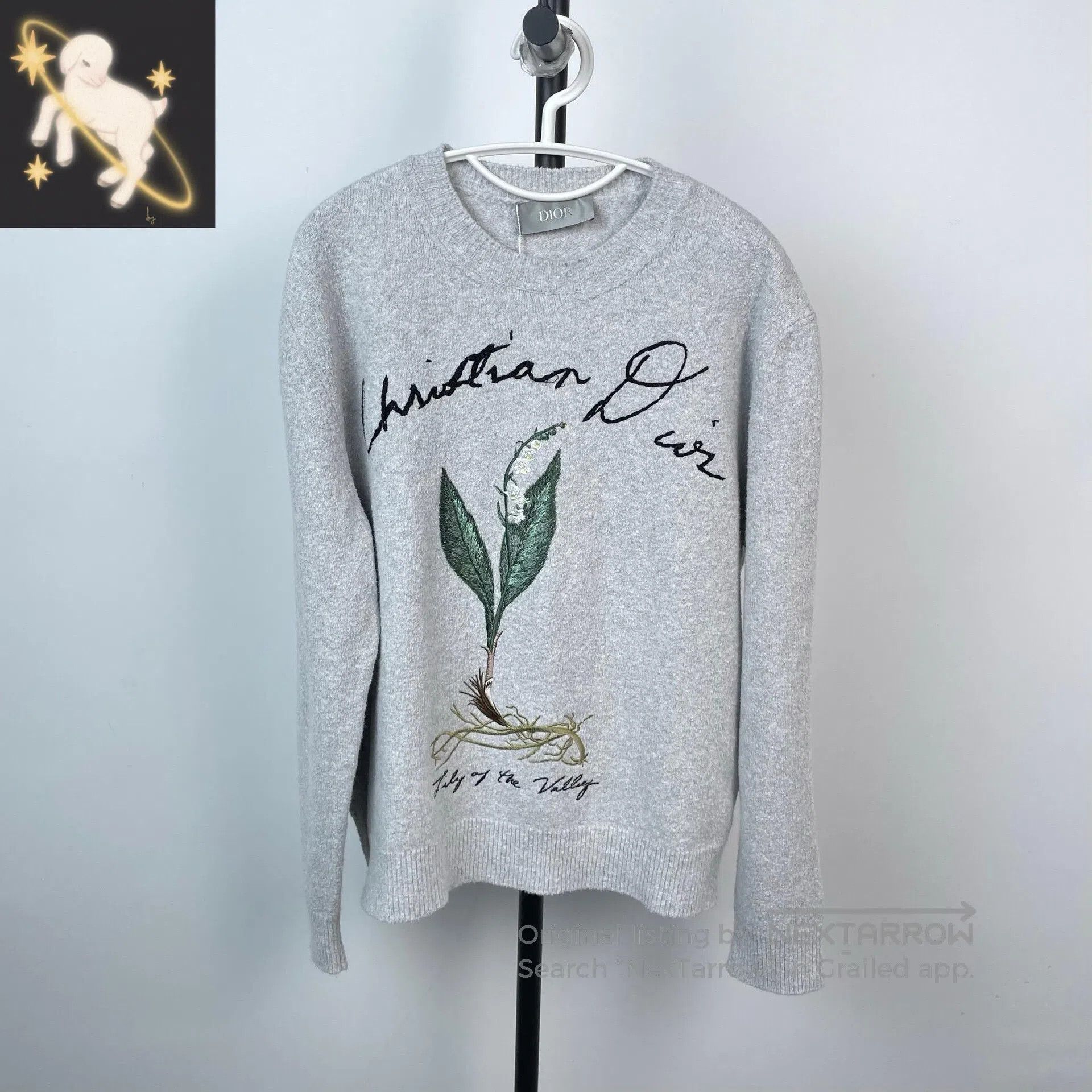 Dior Dior Lilac Flower Embroidered Grey Cotton-blend Long-sleev Size US L / EU 52-54 / 3 - 1 Thumbnail