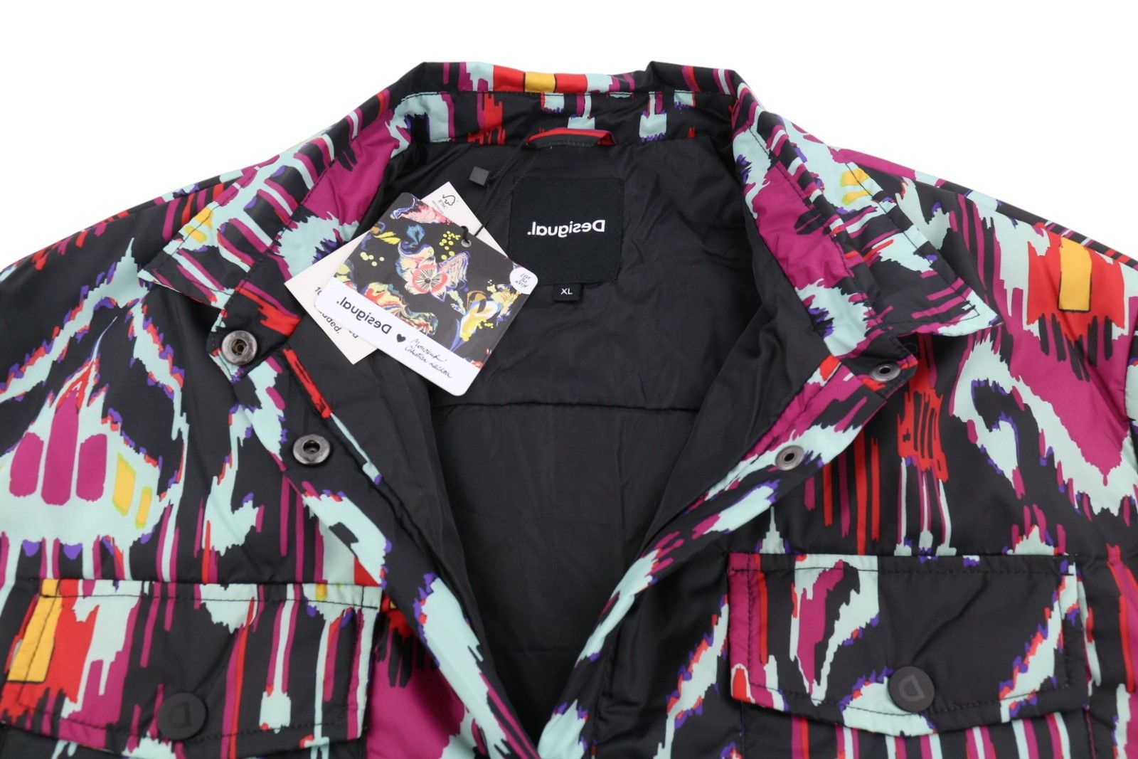Desigual ELIOT XL Colourful Abstract Print Padded Jacket 88468 Size XL / US 12-14 / IT 48-50 - 6 Thumbnail