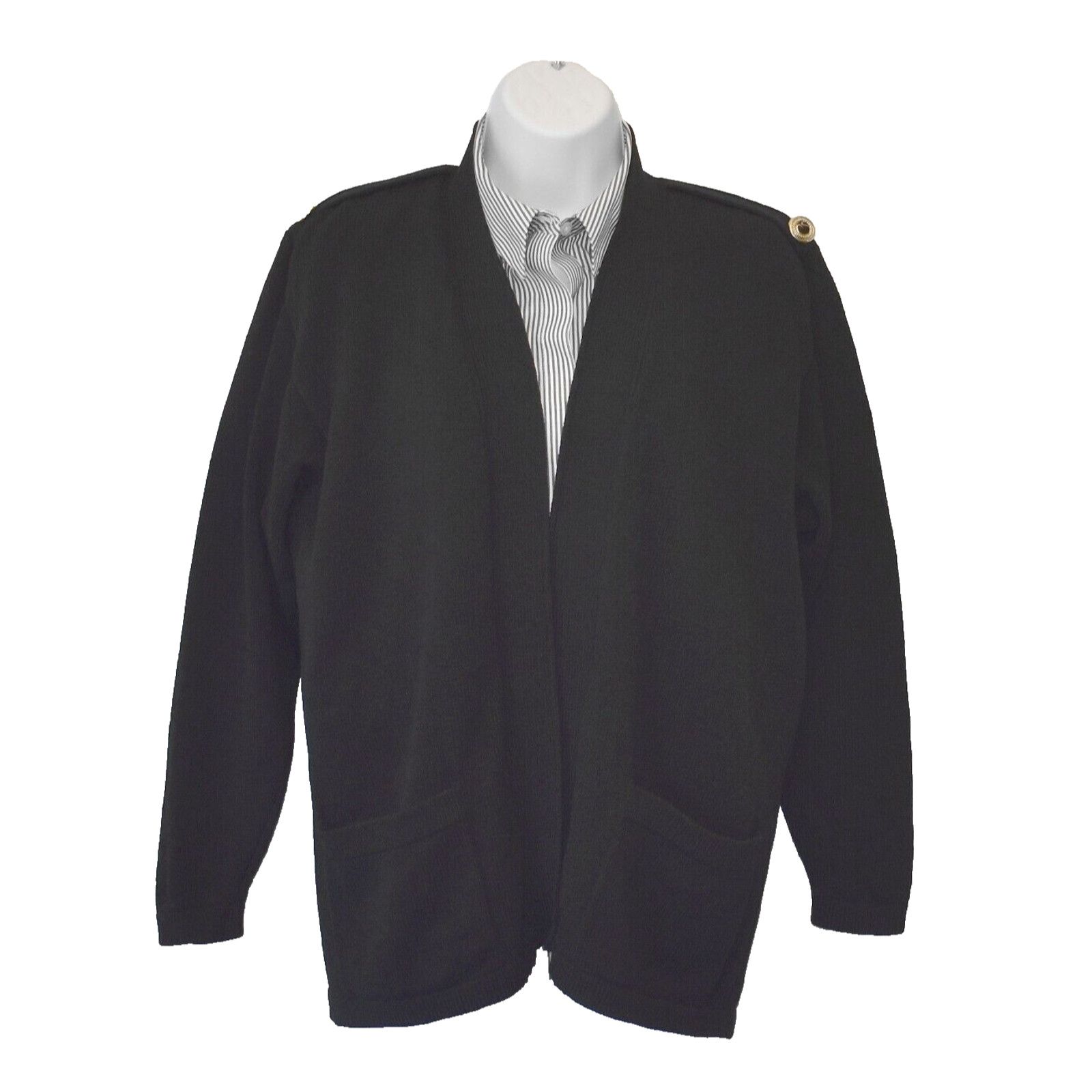 St. John B4 ST JOHN SPORTSWEAR Blk Santana Knit Cardigan Sweater Sz M Size M / US 6-8 / IT 42-44 - 1 Thumbnail
