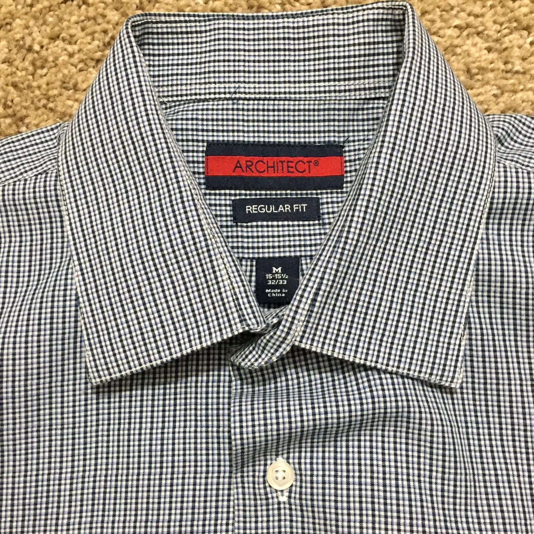 Architect Architect Shirt Mens Medium Regular Blue Plaid Long Sleeve Button-Up Size US M / EU 48-50 / 2 - 2 Thumbnail