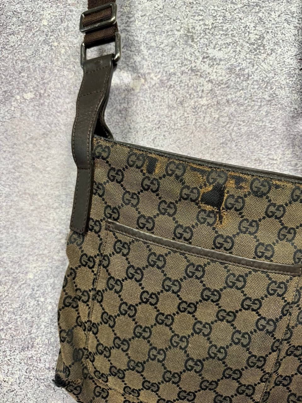 Gucci GUCCI GG Canvas Shoulder Bag Beige Dark Brown Auth Size ONE SIZE - 8 Thumbnail