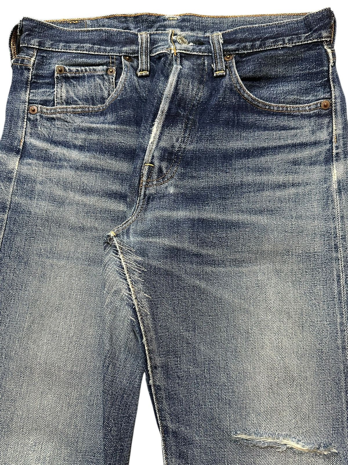 Denime Vintage Japan Denime Selvage Blue Faded Wash Distress Jeans Size US 29 - 5 Thumbnail