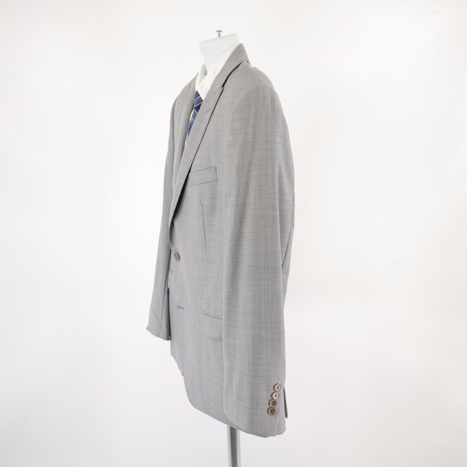 Tallia Tallia Wool Gray Sharkskin Peak Lapel 2 Button Blazer 40R / Size 40R - 5 Thumbnail