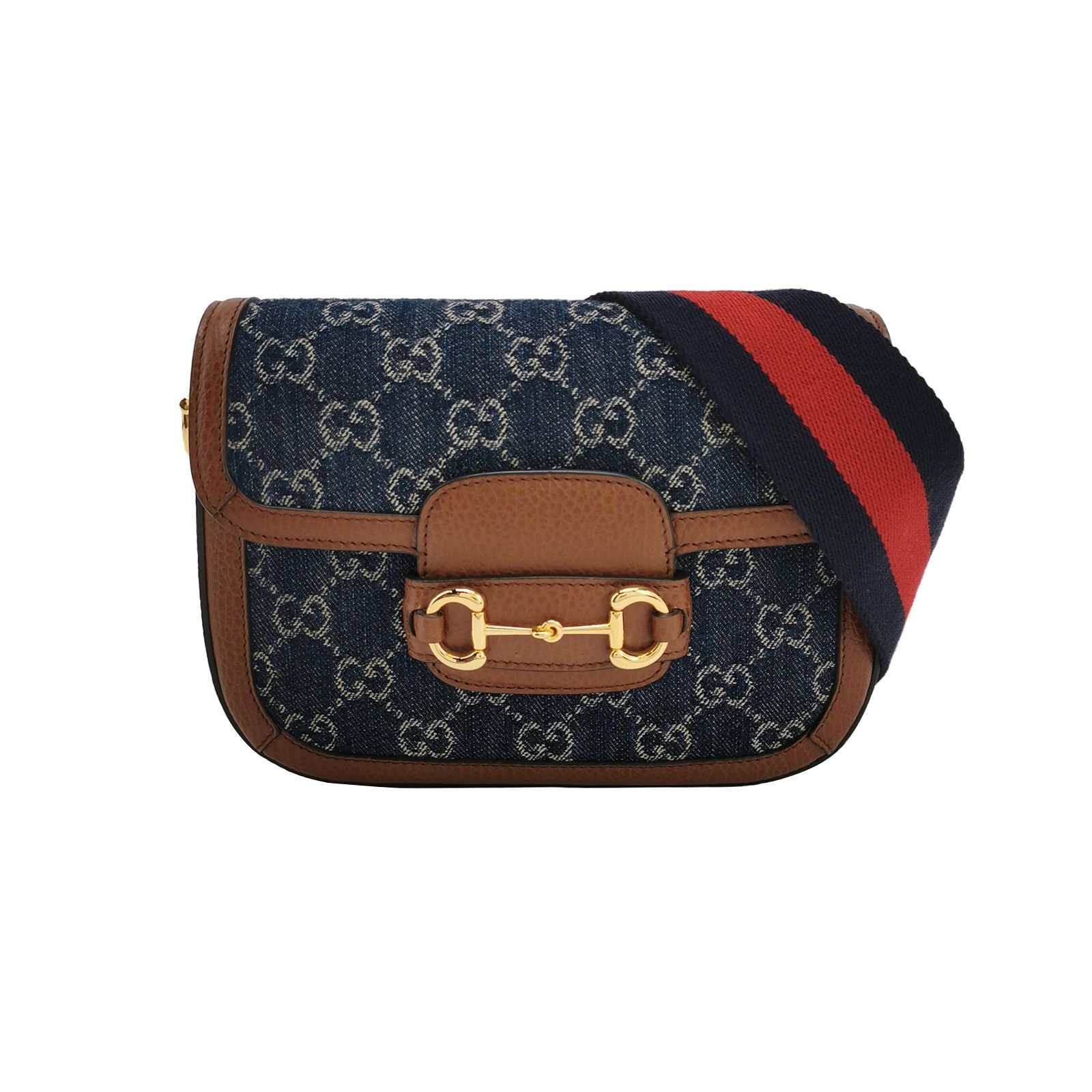 Gucci Gucci 1955 Horsebit Denim GG Shoulder Bag Size ONE SIZE - 1 Thumbnail