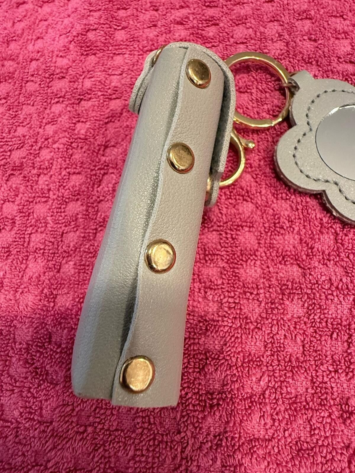 Other Faux leather gray lipstick keychain floral mirror travel Size ONE SIZE - 4 Thumbnail