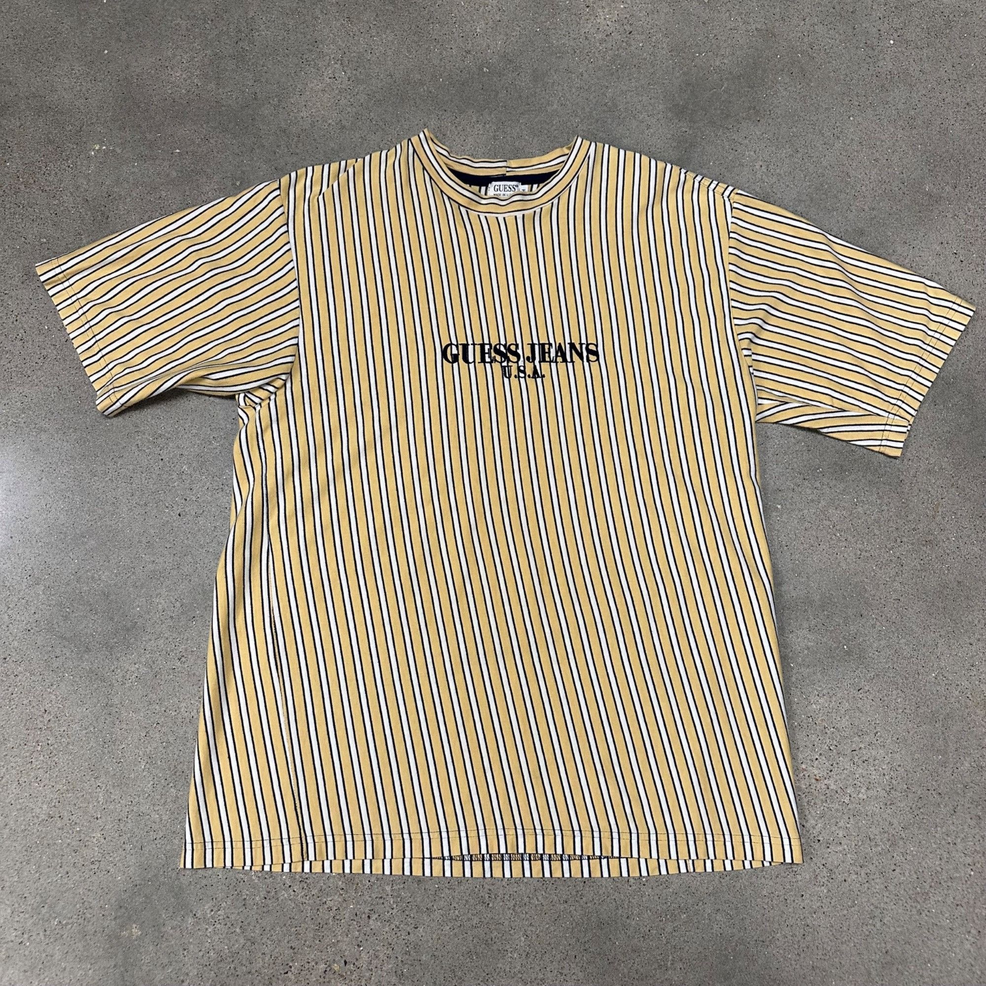 Guess × Vintage Vintage 90s Guess Jeans Striped Embroidered Shirt Size US L / EU 52-54 / 3 - 1 Thumbnail