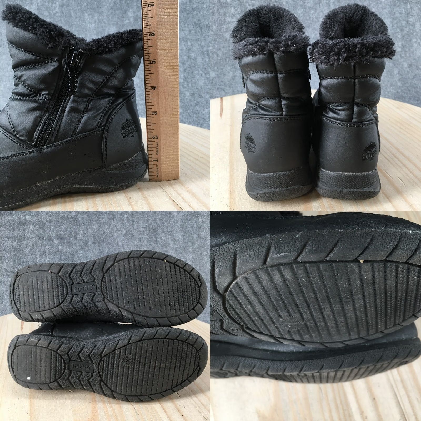 Vintage Totes Boots Womens 6 M Silverton Faux Fur Lined Winter Black Faux Leather Zip Boots Size US 6 / IT 36 - 8 Thumbnail