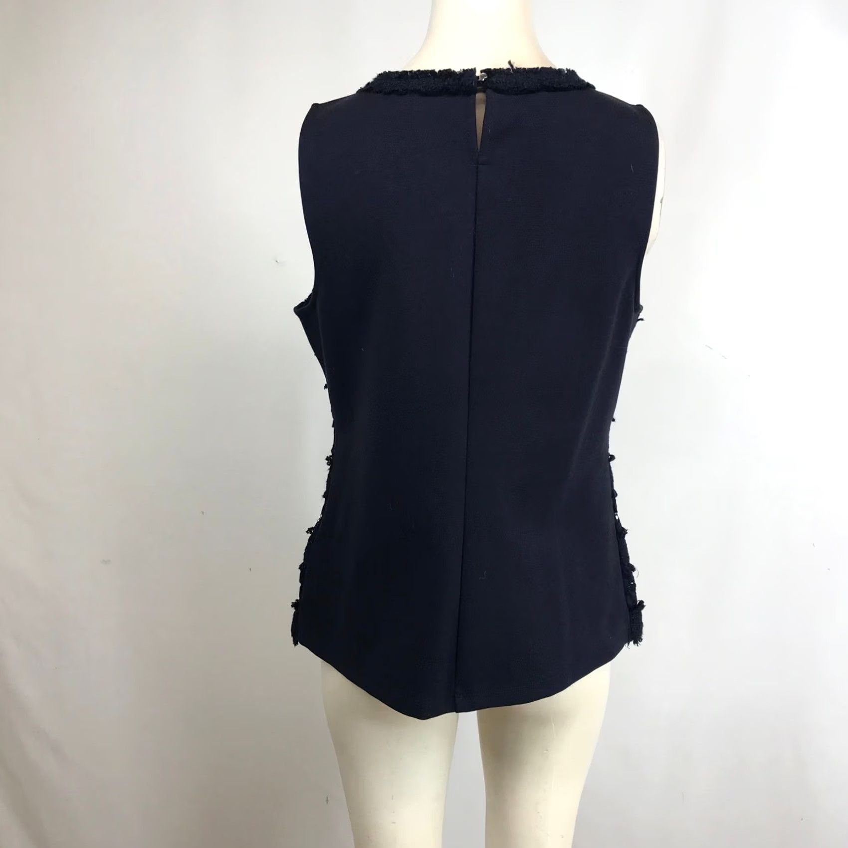 J.Crew J. Crew Navy Blue Lace Tweed Fringe Sleeveless Top Shirt Womens M Size M / US 6-8 / IT 42-44 - 5 Thumbnail