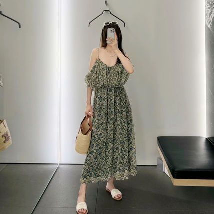 Celine o1bcso1str0526 2R14L549V Floral Print Gathered Midi Dress Size M / US 6-8 / IT 42-44 - 3 Thumbnail