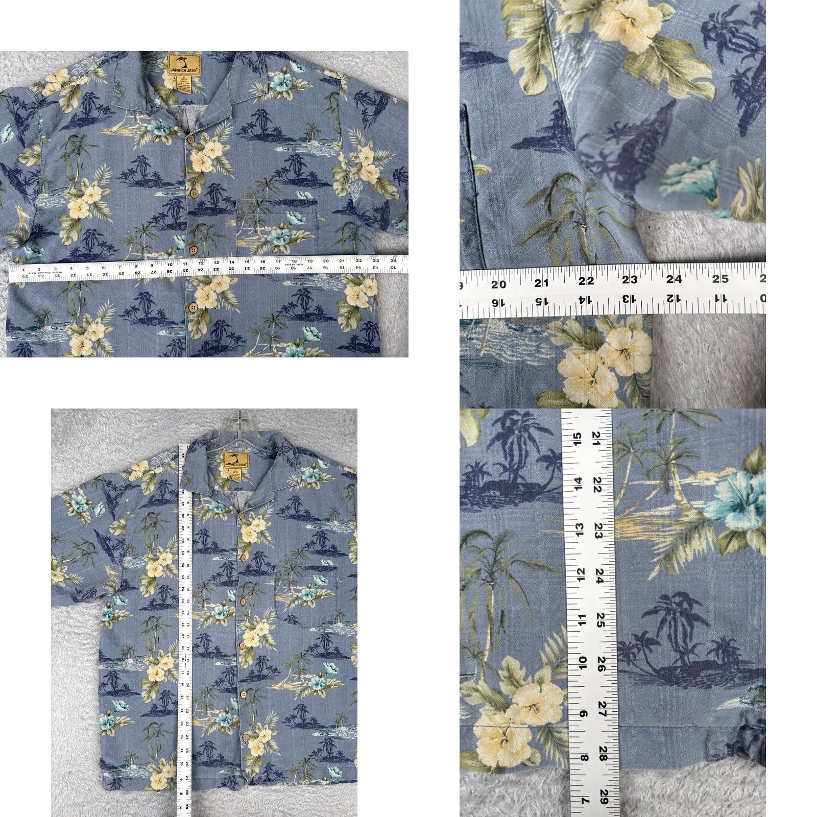 Vintage Jamaica Jaxx Shirt Men M Blue Floral 100% Silk Button Up Hawaiian Pocket Size US M / EU 48-50 / 2 - 8 Thumbnail