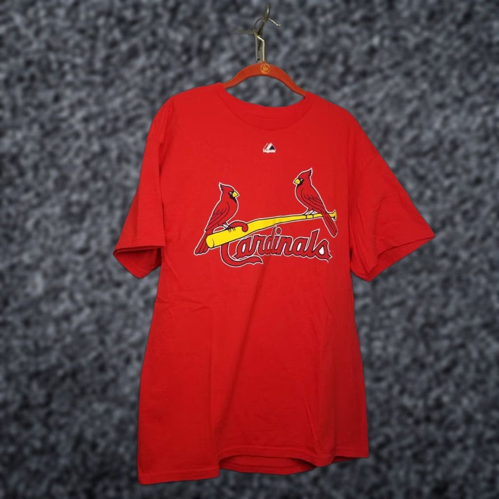 MLB Mens L Majestic St Louis Cardinals MLB Baseball Tee Jersey Shirt Size US L / EU 52-54 / 3 - 1 Thumbnail