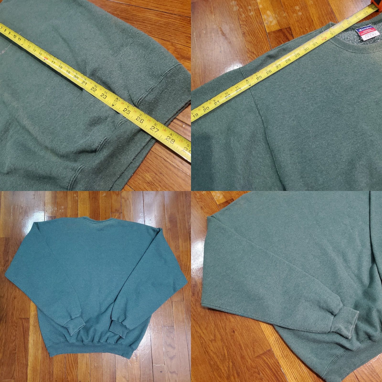 Champion VINTAGE Champion Sweatshirt Men Large Green Logo Crew Neck Fleece Cotton Polyester Sweater Pullover Sports All Seasons Size US L / EU 52-54 / 3 - 8 Thumbnail
