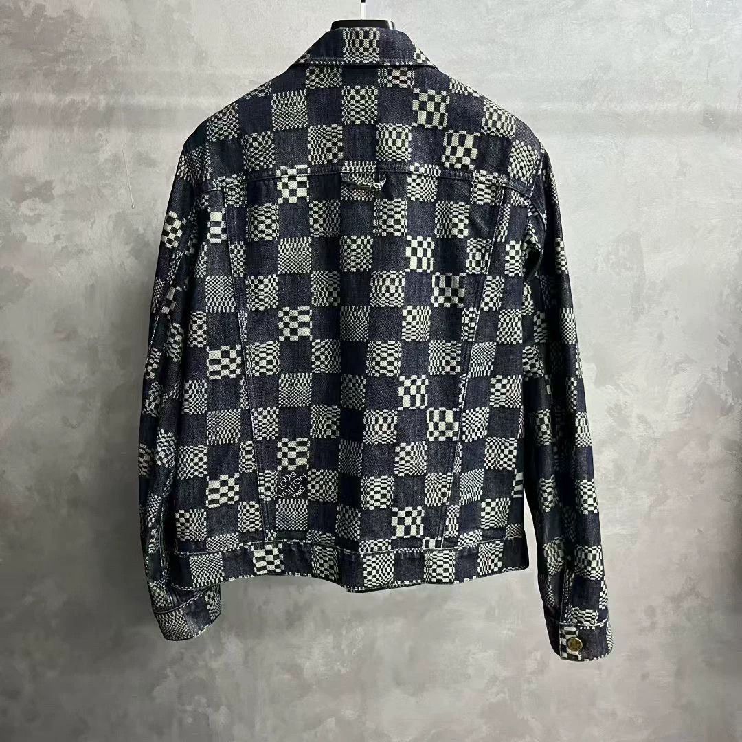 Louis Vuitton black checkered long sleeve denim jacket Size US L / EU 52-54 / 3 - 2 Thumbnail