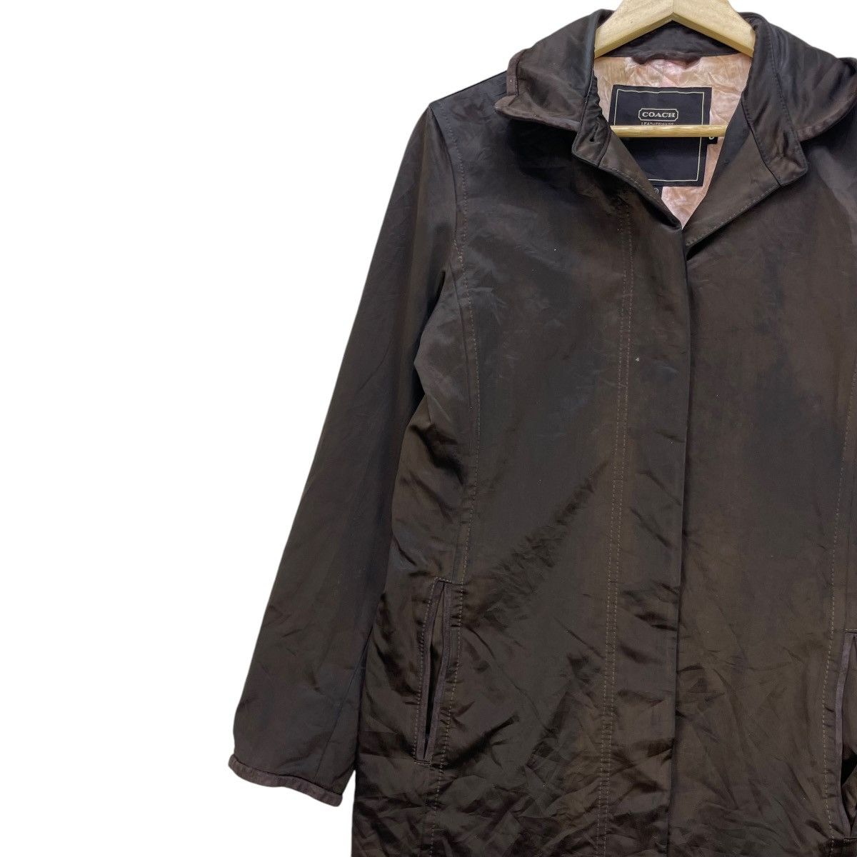 Coach × Designer Vintage Coach Long Coat Waxed Jacket Size S / US 4 / IT 40 - 4 Thumbnail