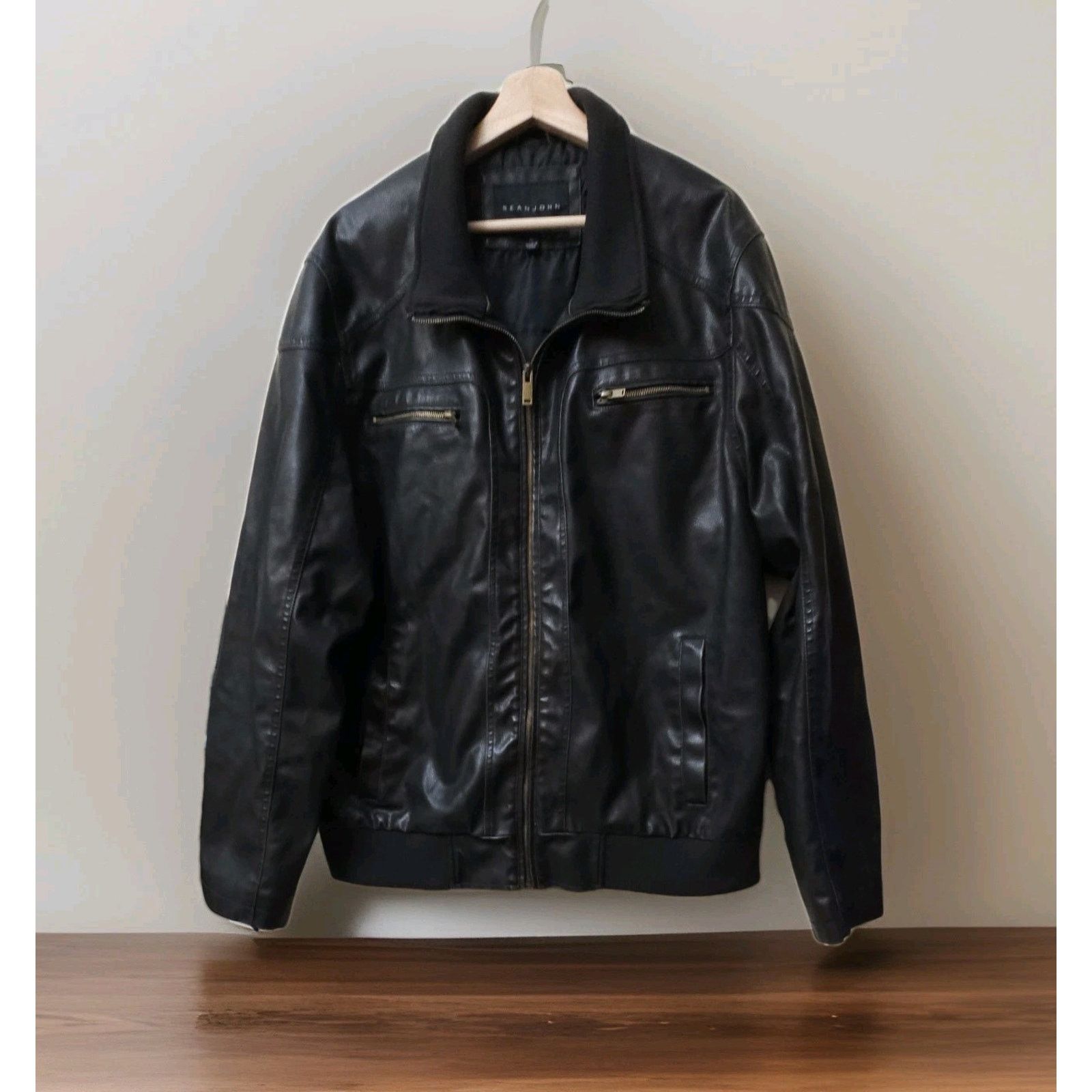 Sean John Sean John Men's Vintage Brown Faux Leather Bomber Jacket Size US XL / EU 56 / 4 - 1 Thumbnail