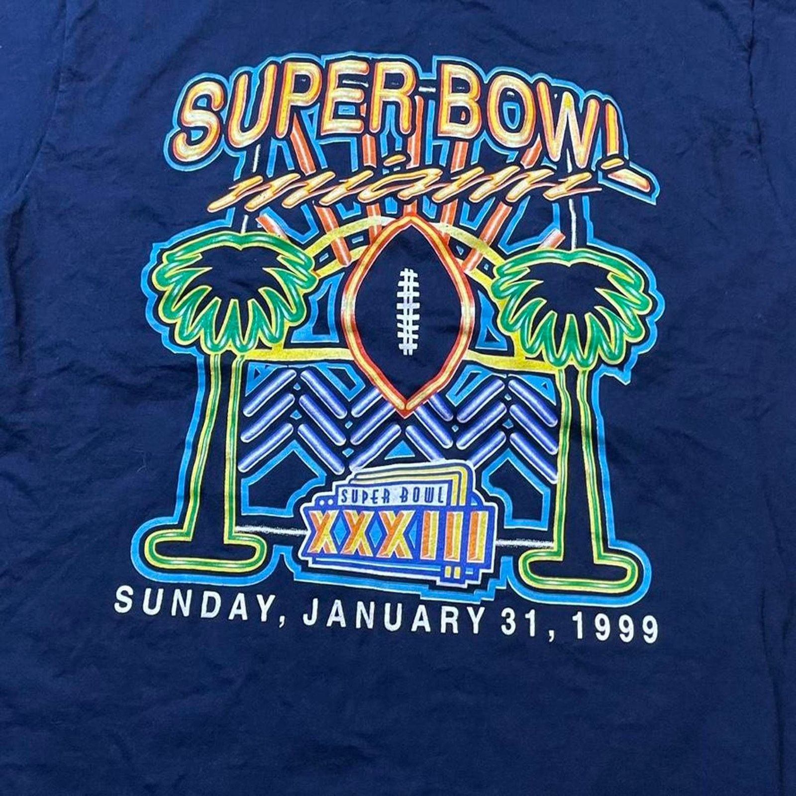 NFL 90s Super Bowl XXXIII January 31, 1999 Miami t shirt size L Size US L / EU 52-54 / 3 - 3 Thumbnail