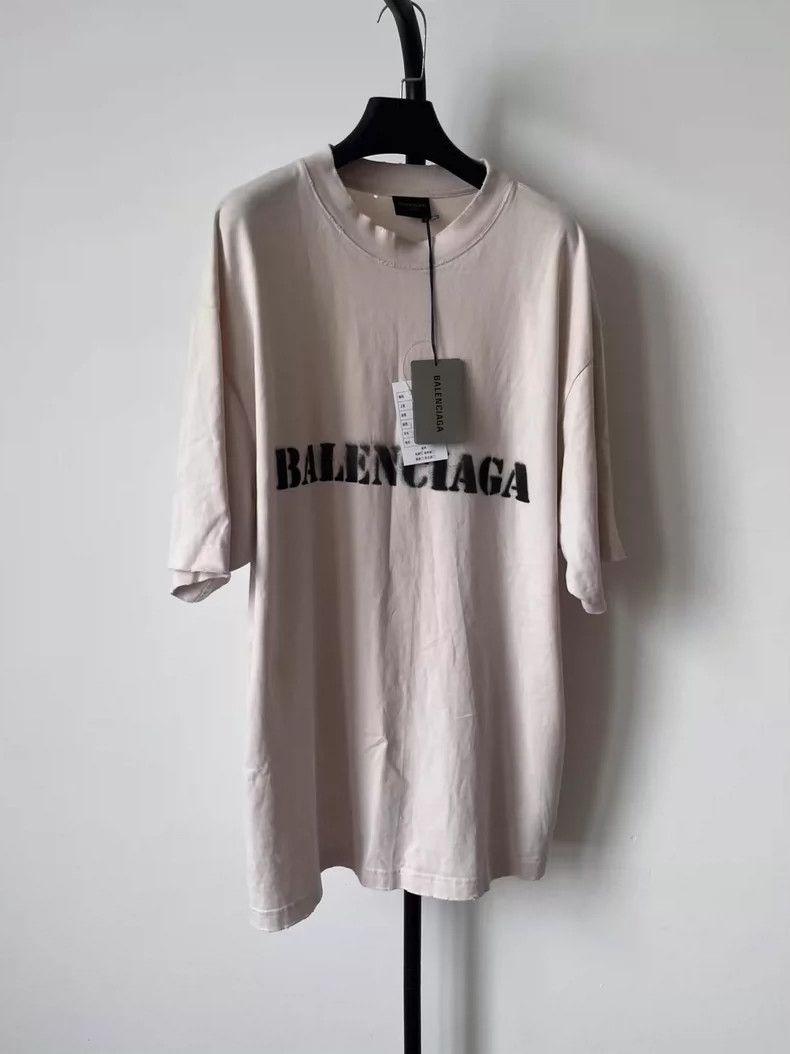 Balenciaga Letter Crew Neck Wear Effect Pullover Straight