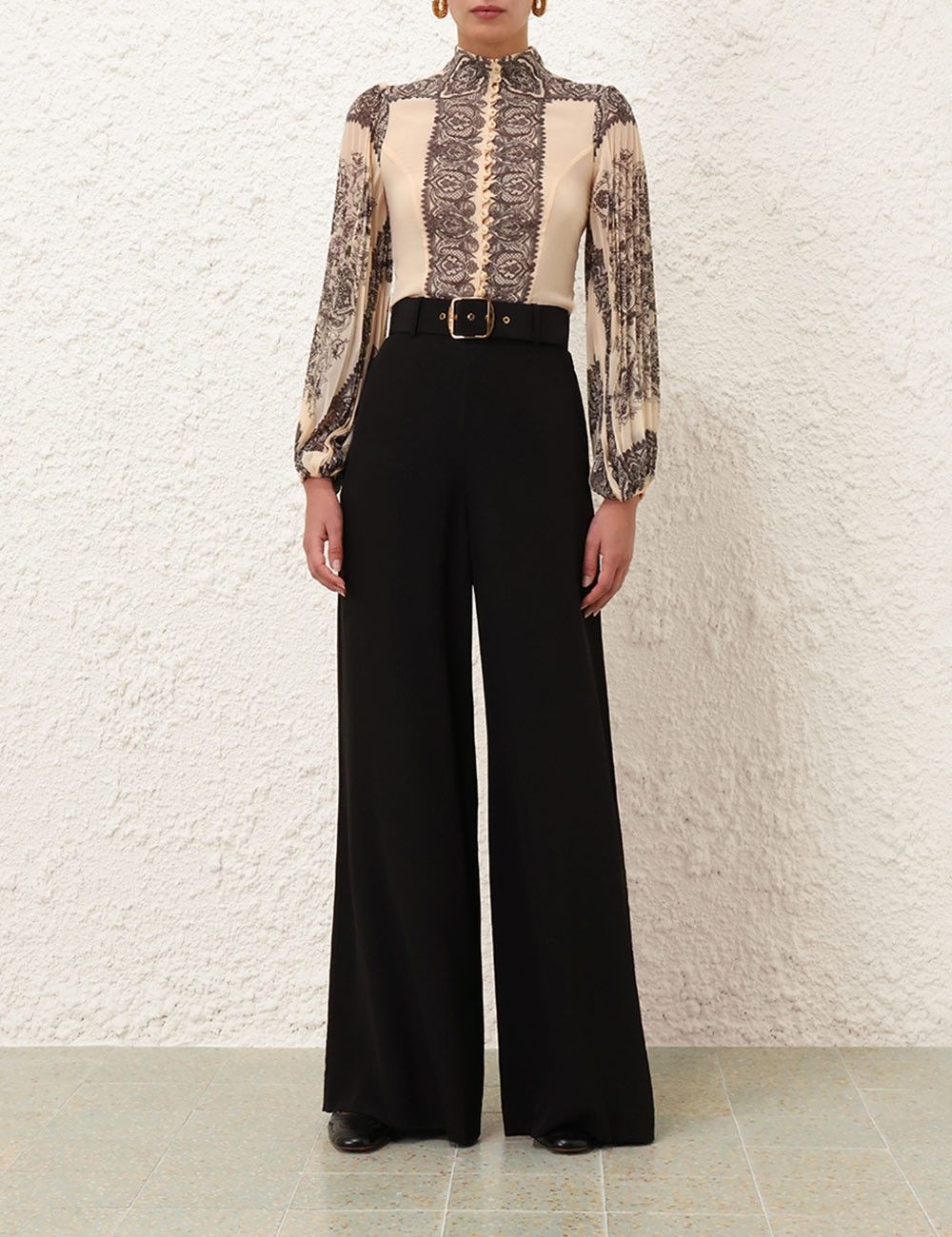 Zimmermann oc11z0825 Sunray Pleated Blouse in Macadamia/Black Size S / US 4 / IT 40 - 8 Thumbnail