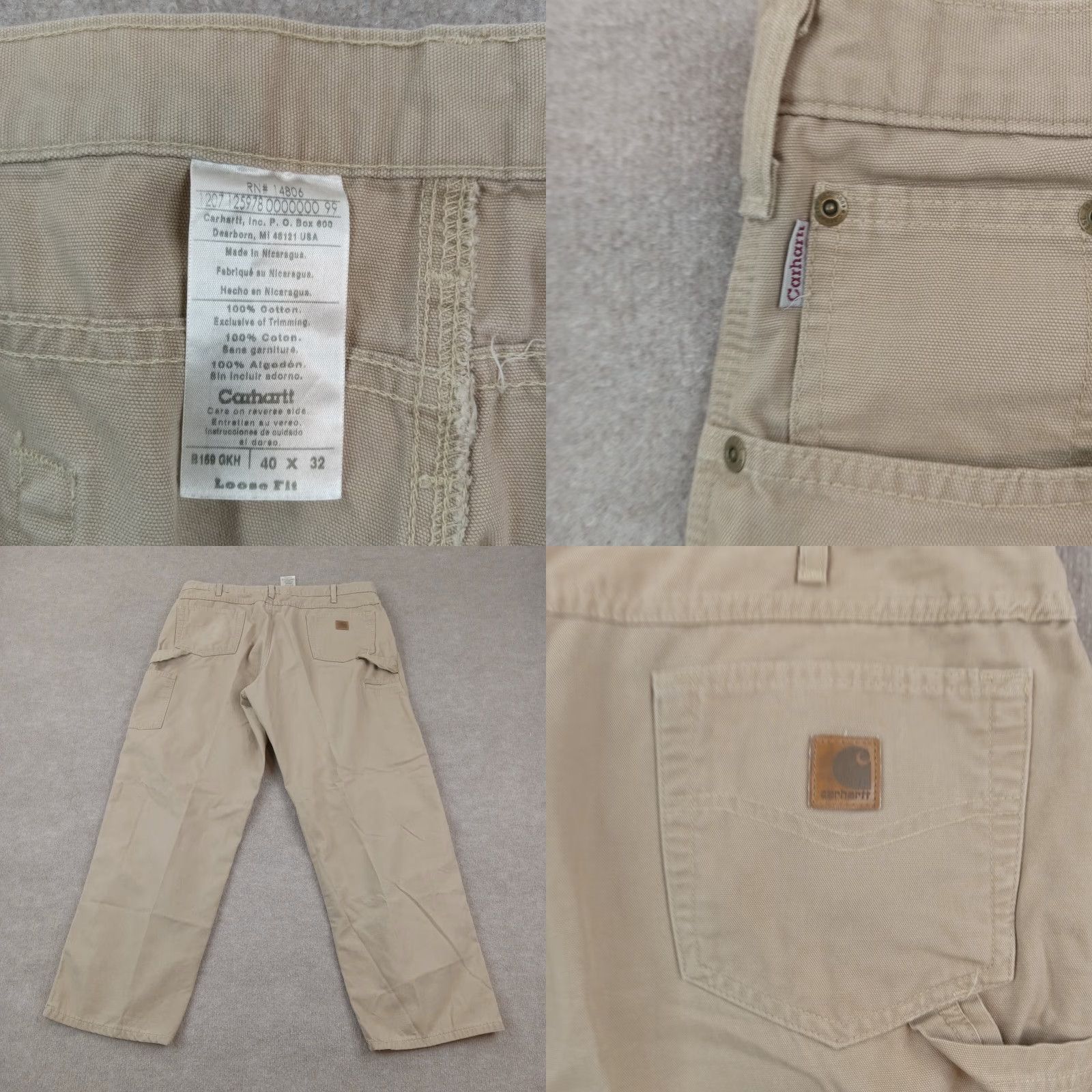 Carhartt Carhartt Mens Carpenter Pants 39x31 Beige Straight Leg Loose Fit Cotton Size US 40 / EU 56 - 8 Thumbnail