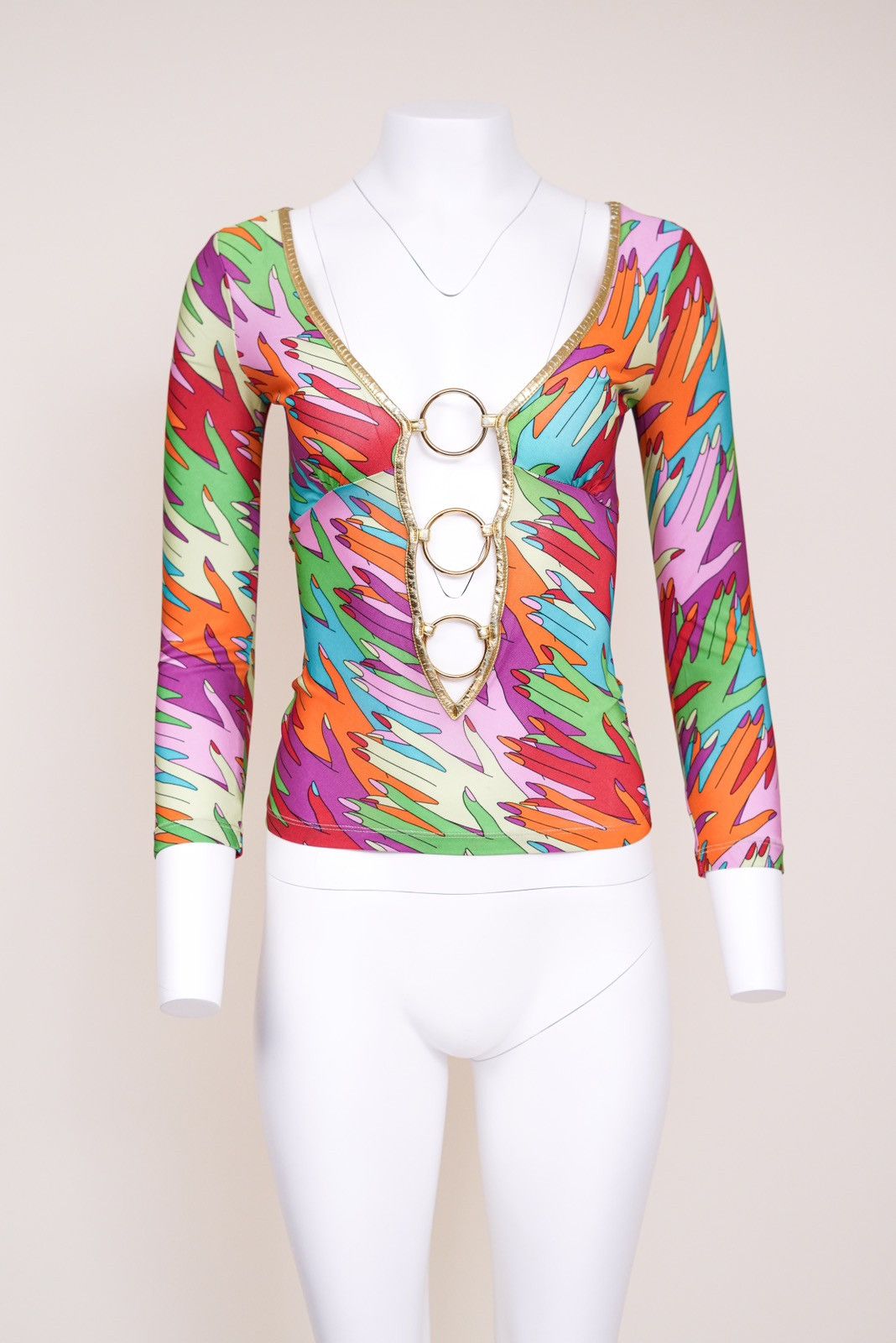 Dolce & Gabbana D&G Multicolored Handprint "O" Ring Top Size M / US 6-8 / IT 42-44 - 2 Thumbnail