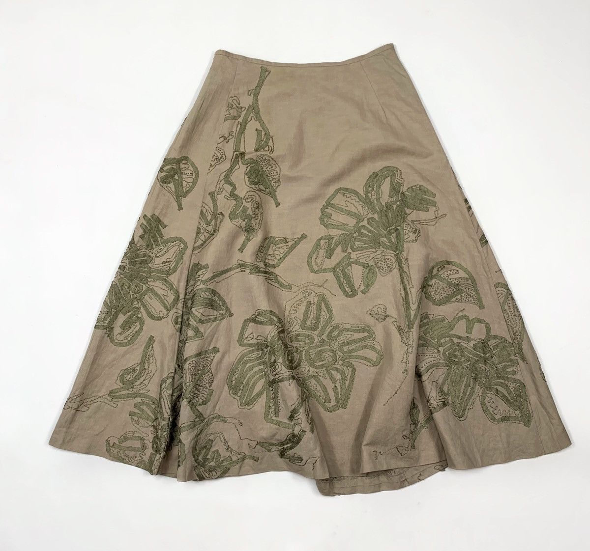 Dries Van Noten DRIES VAN NOTEN Embroidered flowers linen skirt 00s vintage Size 26" / US 2 / IT 38 - 16 Thumbnail