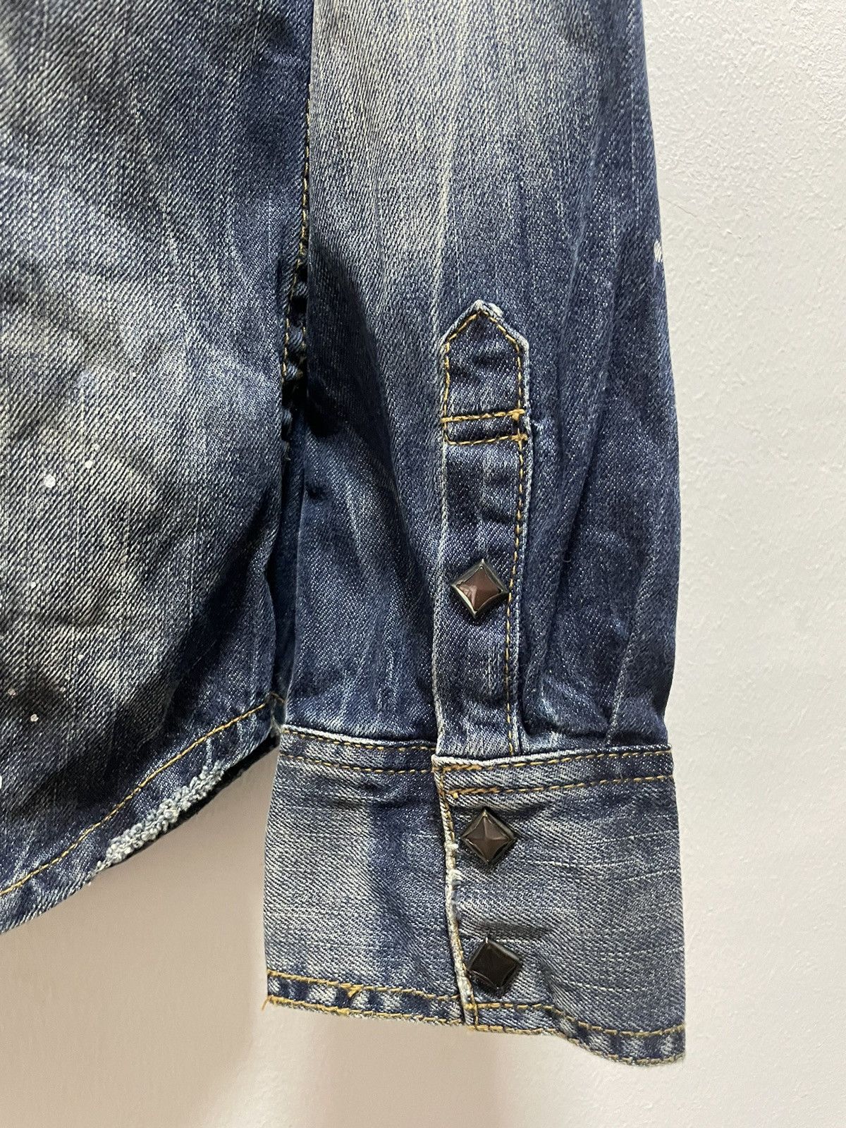 If Six Was Nine × In The Attic IN THE ATTIC Denim Shirt Distress Pearl Snap Size US S / EU 44-46 / 1 - 9 Thumbnail