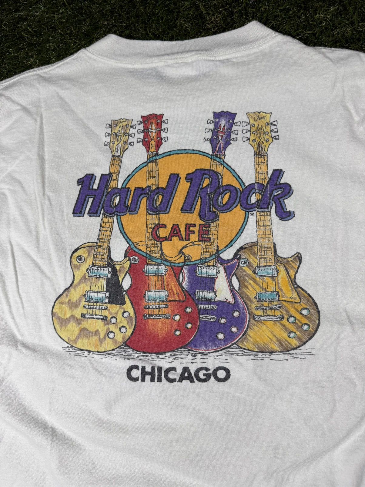 Hard Rock Cafe Vintage 90s Hard Rock Chicago GuitarS Art Music Band Tee Size US XXL / EU 58 / 5 - 4 Thumbnail