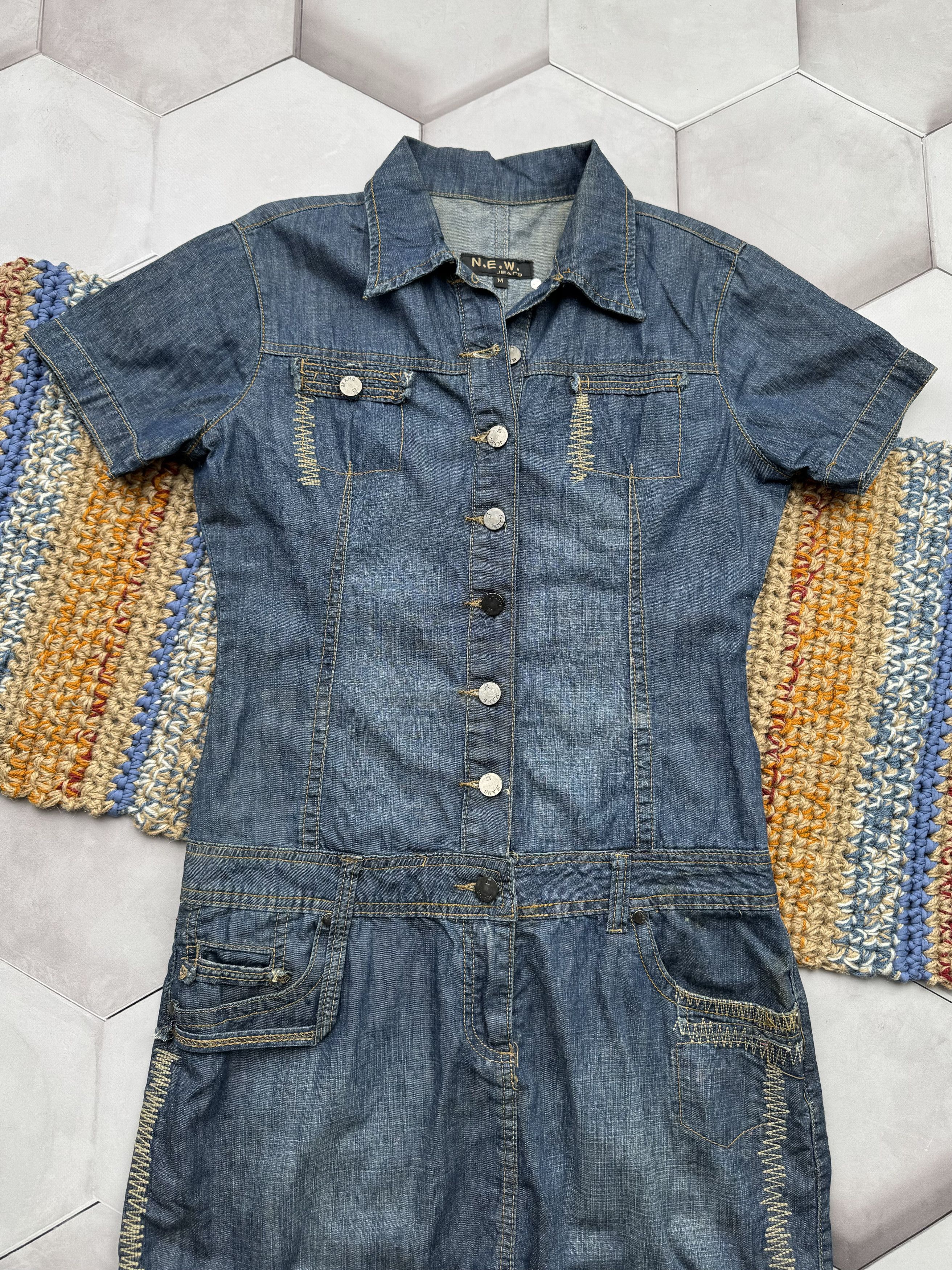 Vintage Vintage Midi Denim Dress (E4) Size M / US 6-8 / IT 42-44 - 2 Thumbnail