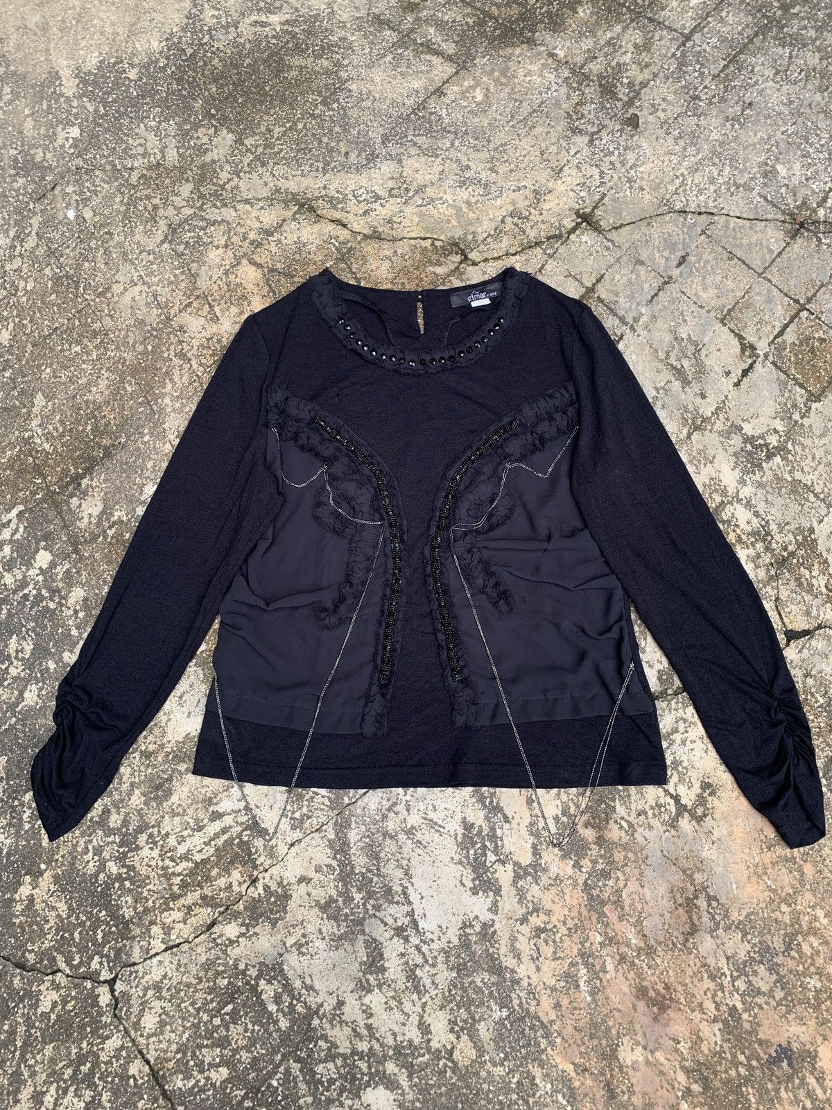 Japanese Brand × Le Grande Bleu (L.G.B.) y2k The Eimar Avant Garde Chain Beady Longsleeve Top Size L / US 10 / IT 46 - 1 Thumbnail