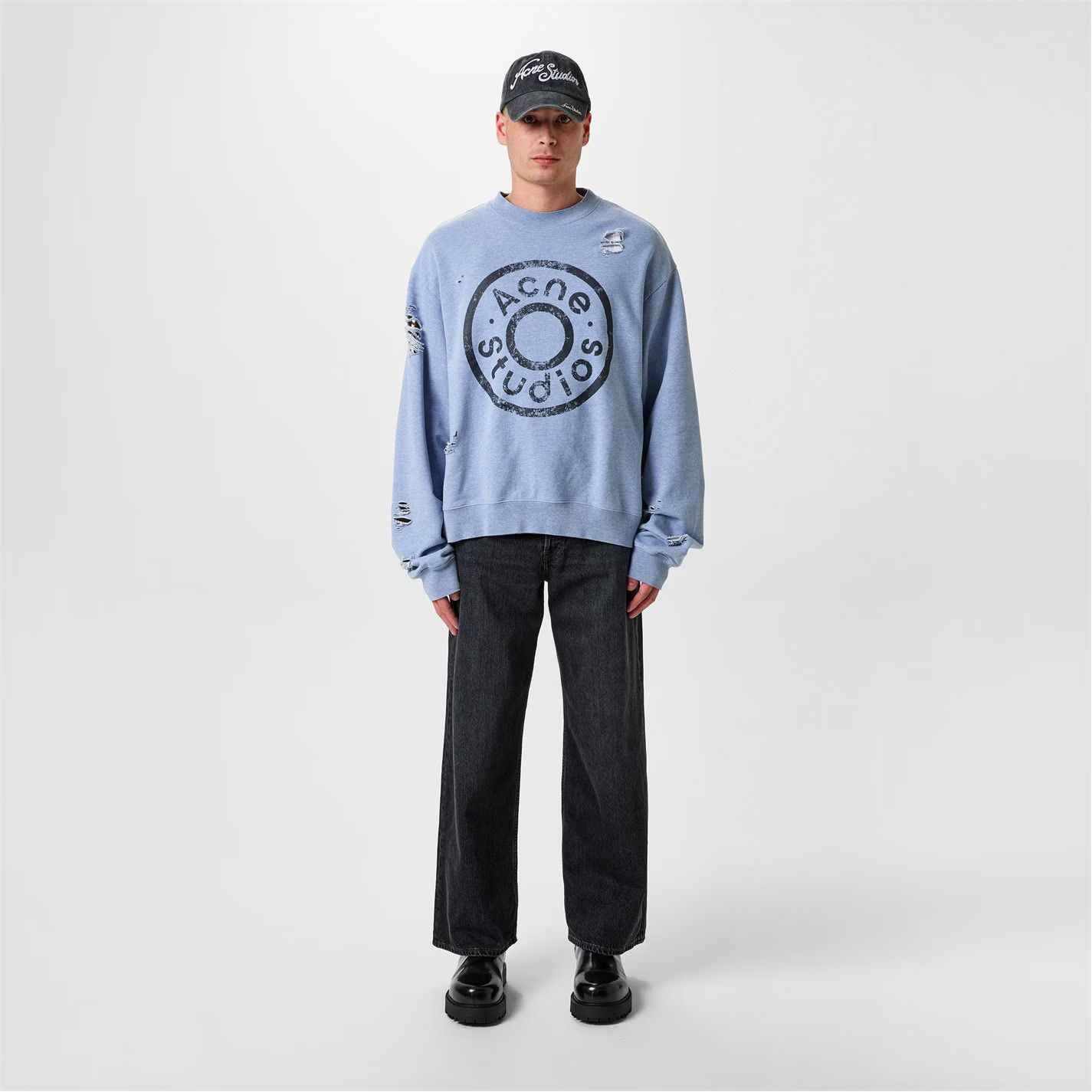Acne Studios o1g2r1mq0825 Oversized Crewneck Jumper in Blue Size US L / EU 52-54 / 3 - 3 Thumbnail