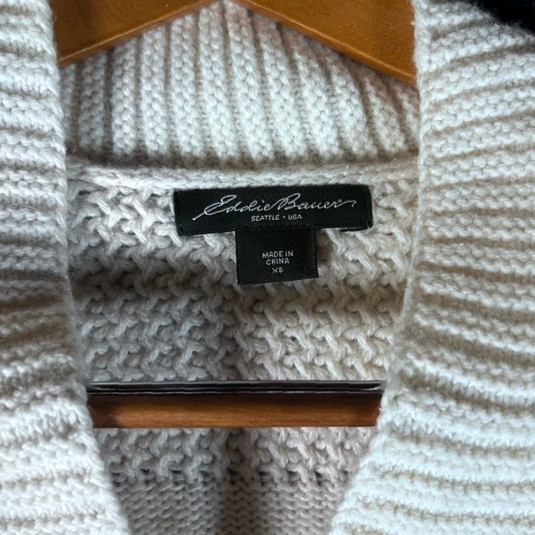 Eddie Bauer VINTAGE Eddie Bauer Womens XS Cream Shawl Collar Button Cardigan Cotton Wool Blend M96 Size XS / US 0-2 / IT 36-38 - 2 Thumbnail
