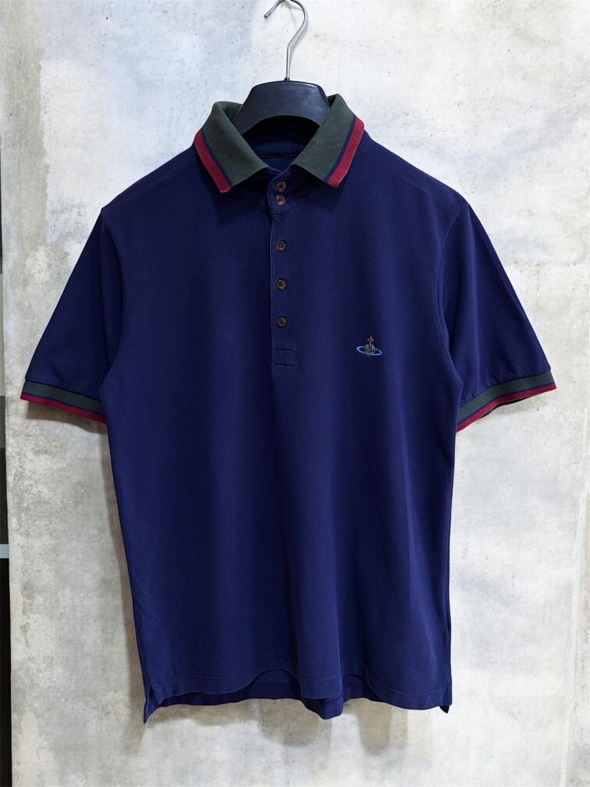 Vivienne Westwood Contrast Collar Orb Logo Polo Blue M