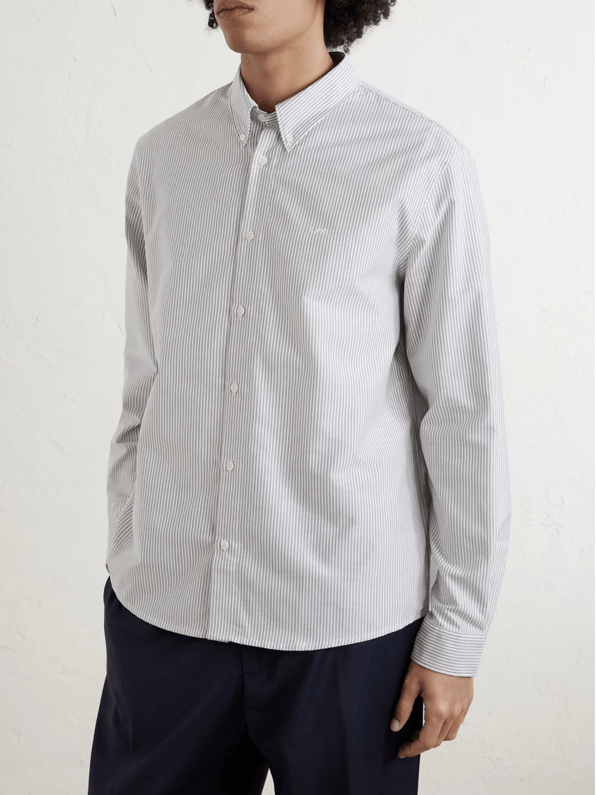 A.P.C. A.P.C. Greg Oxford Button Down Shirt - Gray Grey Size US XS / EU 42 / 0 - 3 Thumbnail