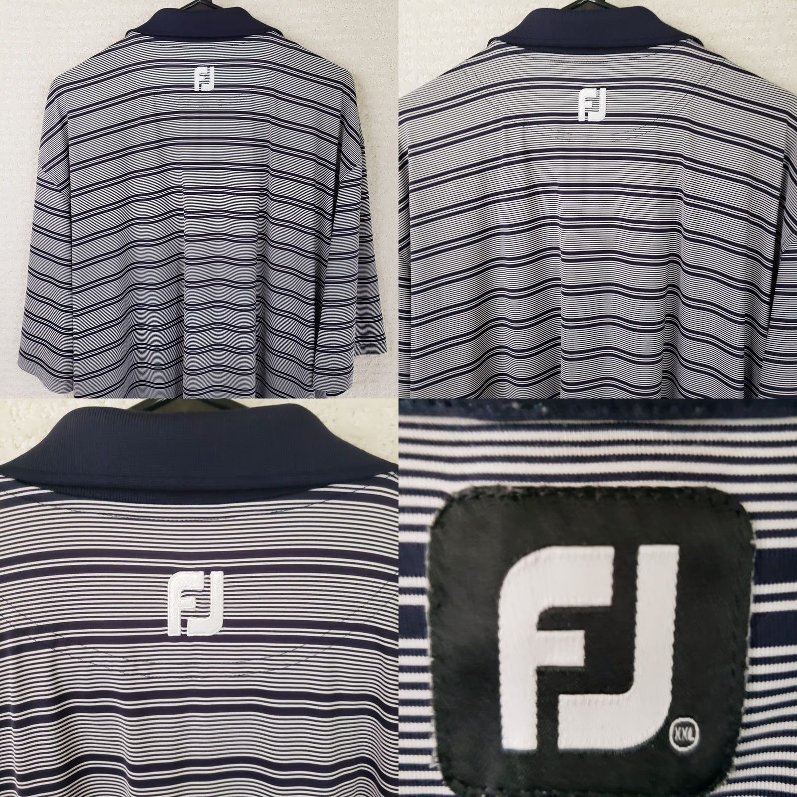 Footjoy FootJoy FJ Polo Shirt Navy Blue Gray Striped Short Sleeve 2XL Mens Golf Shirt Shirt Regular Fit Logo Lightweight Stretch Polo Size US XXL / EU 58 / 5 - 8 Thumbnail