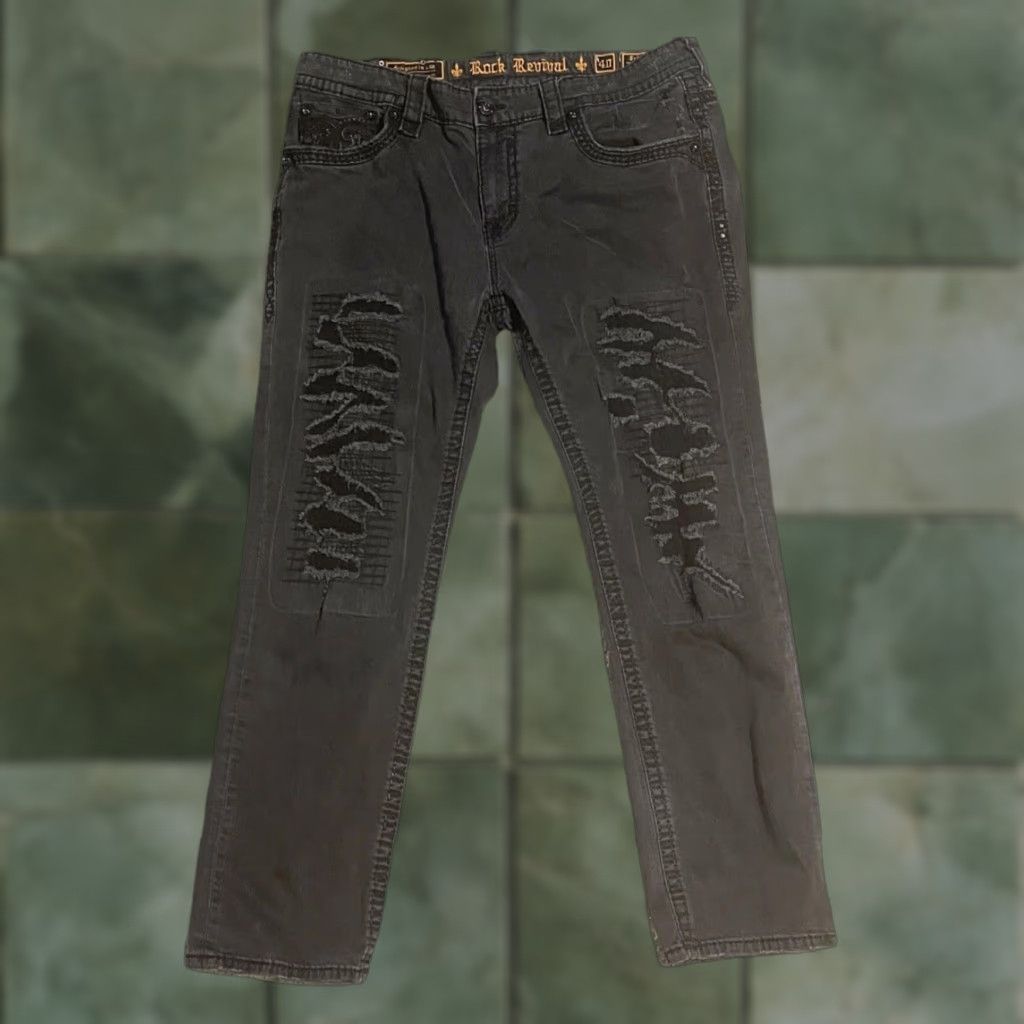 Vintage VINTAGE? No, but adjust: "Rock Revival Jeans Scipio Straight Stretch 40 x 30.5 Mens" Size US 40 / EU 56 - 1 Thumbnail