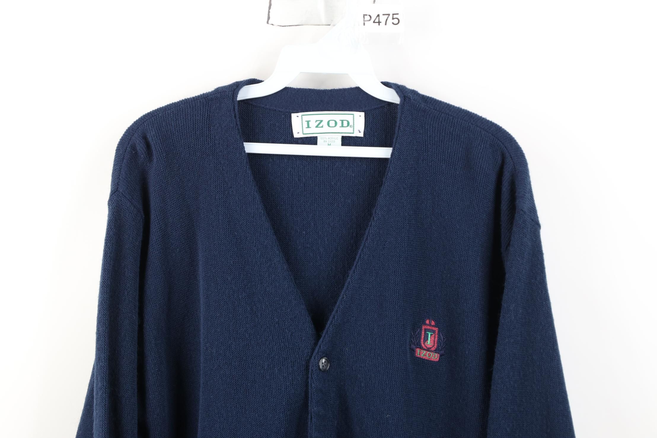 Izod Vintage 80s 90s Izod Golf Knit Cardigan Sweater Blue USA Size US M / EU 48-50 / 2 - 2 Thumbnail