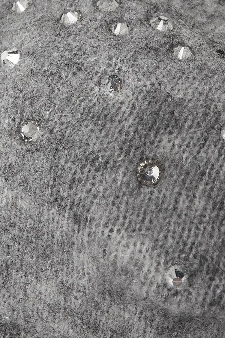 Alessandra Rich ALESSANDRA RICH Cropped crystal-embellished knitted top Gray Size S / US 4 / IT 40 - 7 Thumbnail