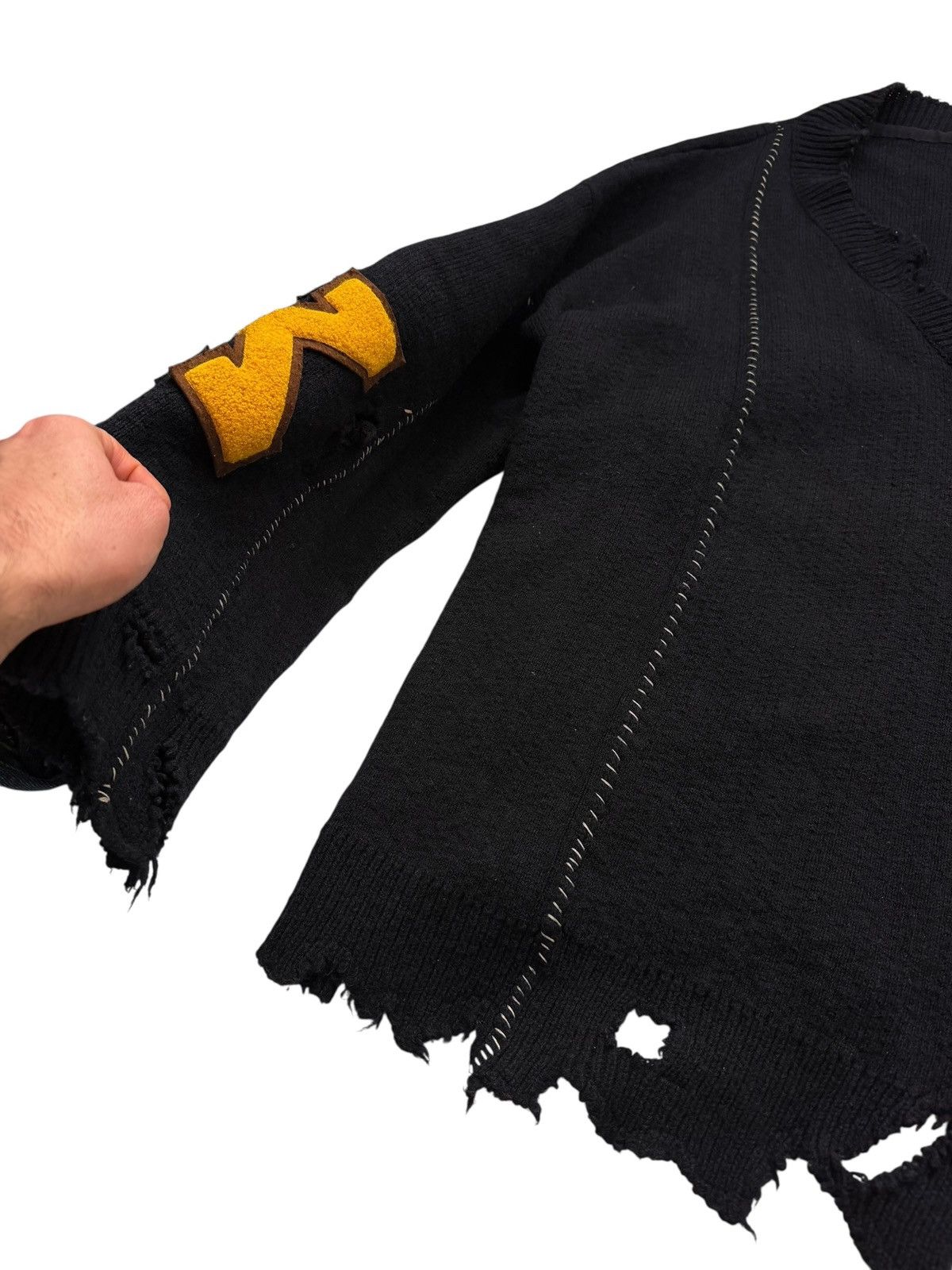 Raf Simons GRAIL 2016 Oversized Navy Varsity Distressed Sweater Size US XXL / EU 58 / 5 - 5 Thumbnail