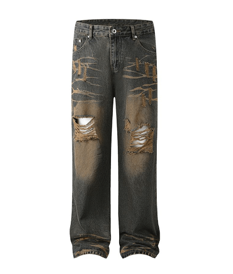 Japanese Brand Street American loose casual ripped straight baggy jeans Size US 32 / EU 48 - 1 Thumbnail