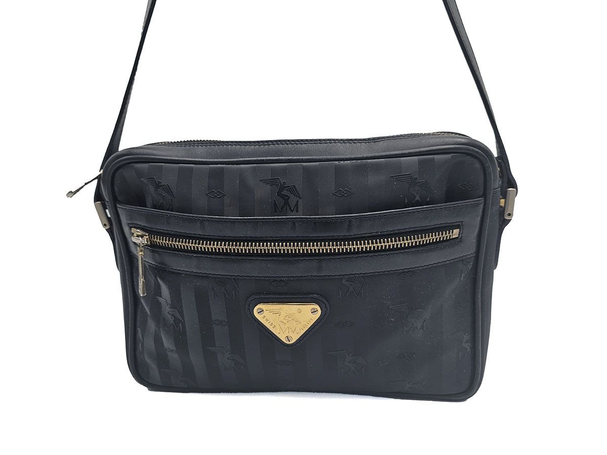 Maison Mollerus Vinerus Black Coated Canvas Crossbody Bag