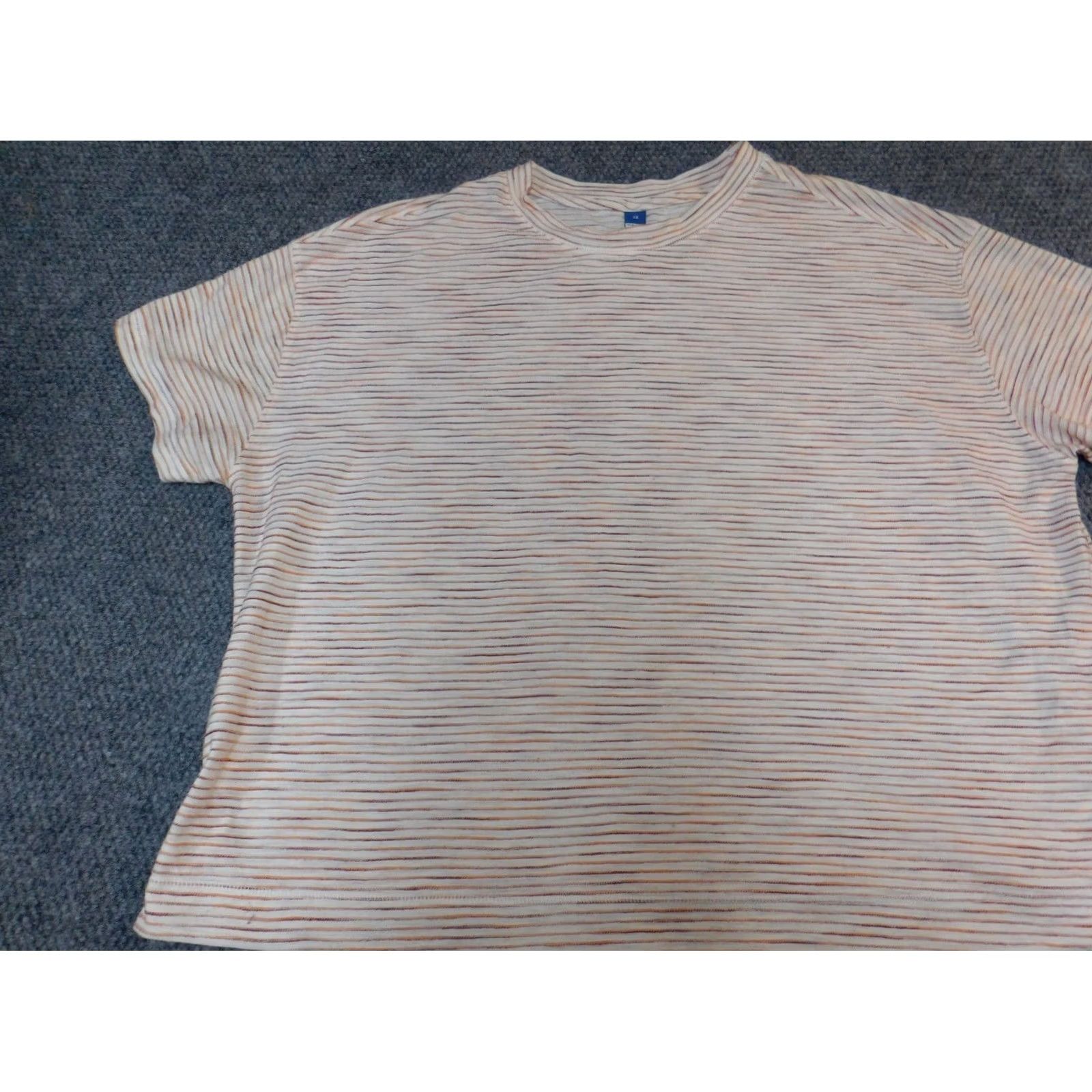 Old Navy Old Navy Womens Blouse 2X Plus Striped Stretch Short Sleeve Round Neck Pullover Casual Multicolor Button Cotton 100% Regular Size XXL / US 16-18 / IT 52-54 - 3 Thumbnail