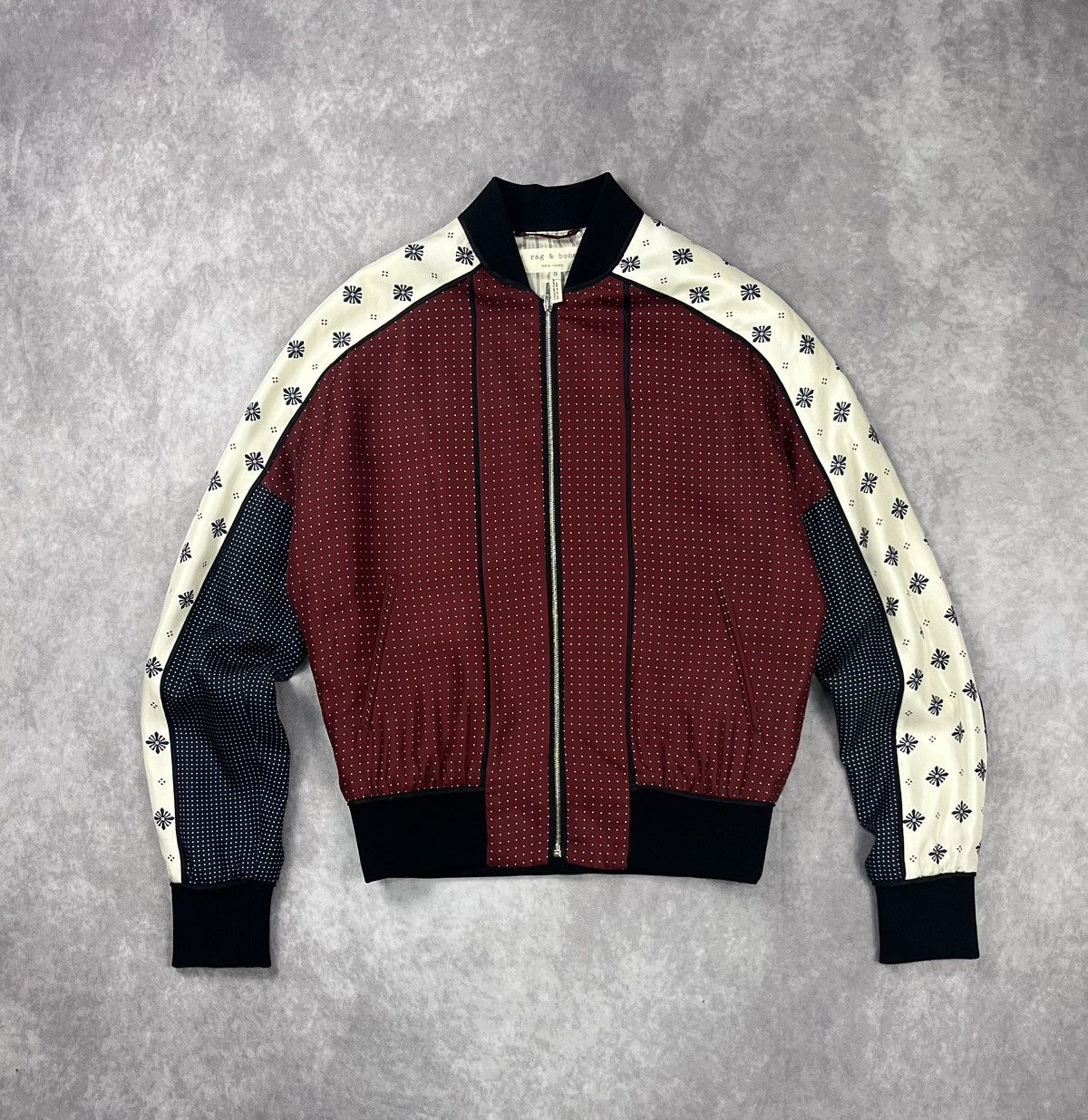 Rag & Bone Rag & Bone Silk Print Bomber Jacket with Banded Trim US 0 Size XS / US 0-2 / IT 36-38 - 1 Thumbnail