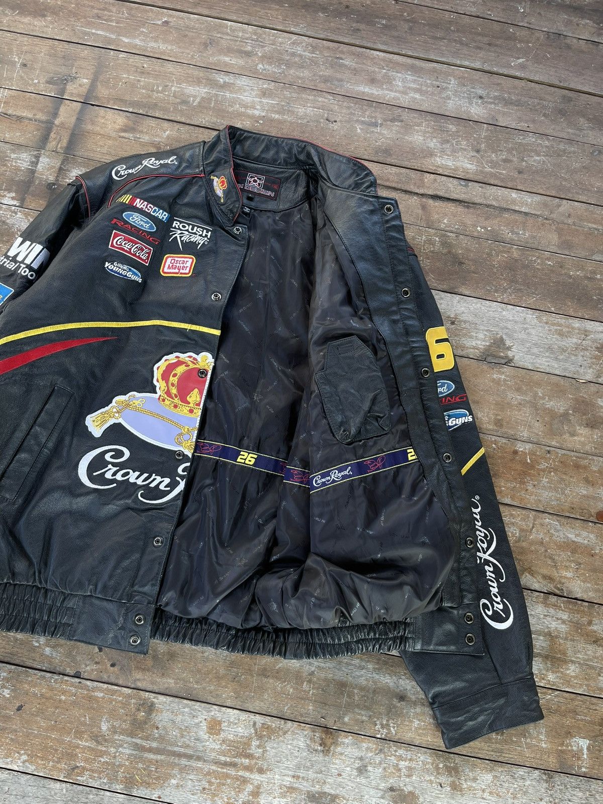 JH Design JH DESIGN NASCAR JACKET ROYAL CROWN FULL LEATHER Size US XL / EU 56 / 4 - 6 Thumbnail