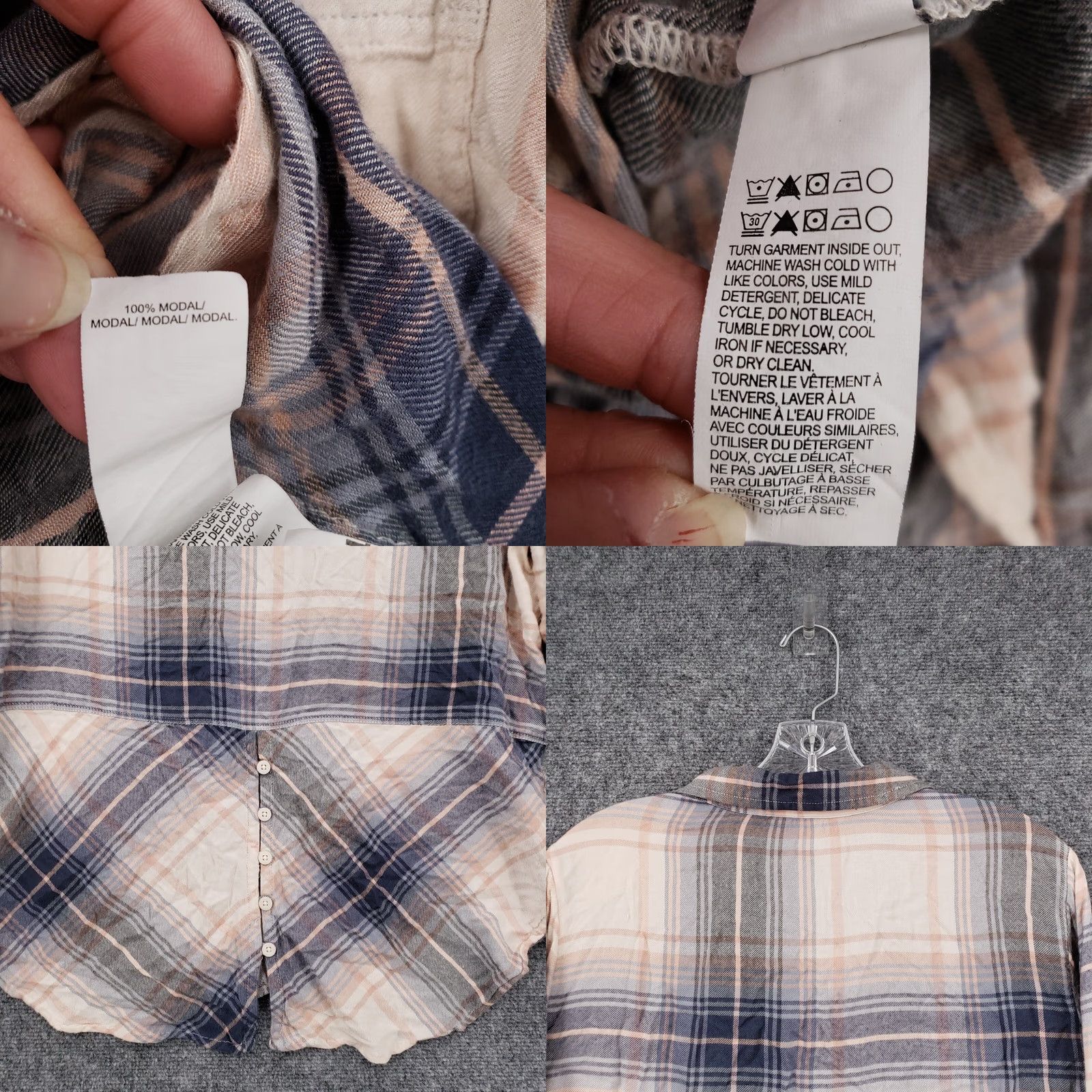 Lucky Brand Lucky Brand Shirt Womens M Medium Beige Plaid Button Up Long Sleeve Collared Size M / US 6-8 / IT 42-44 - 8 Thumbnail