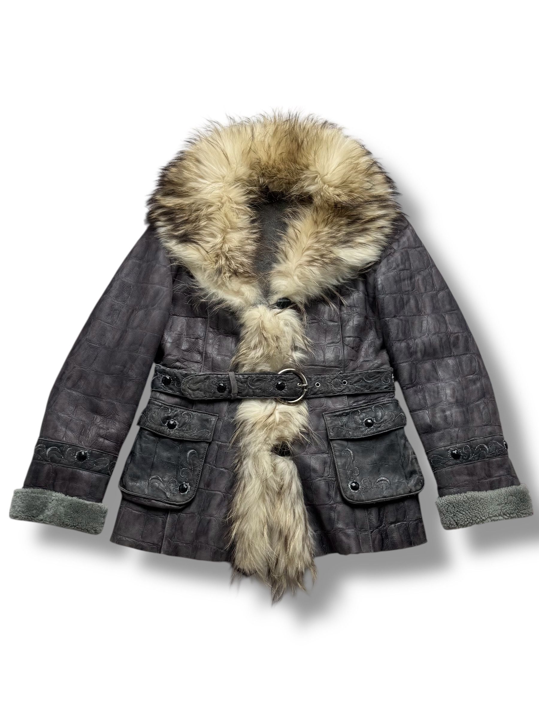 Vintage 90's Real Sheepskin Jacket With Belt(V254) Size M / US 6-8 / IT 42-44 - 1 Thumbnail