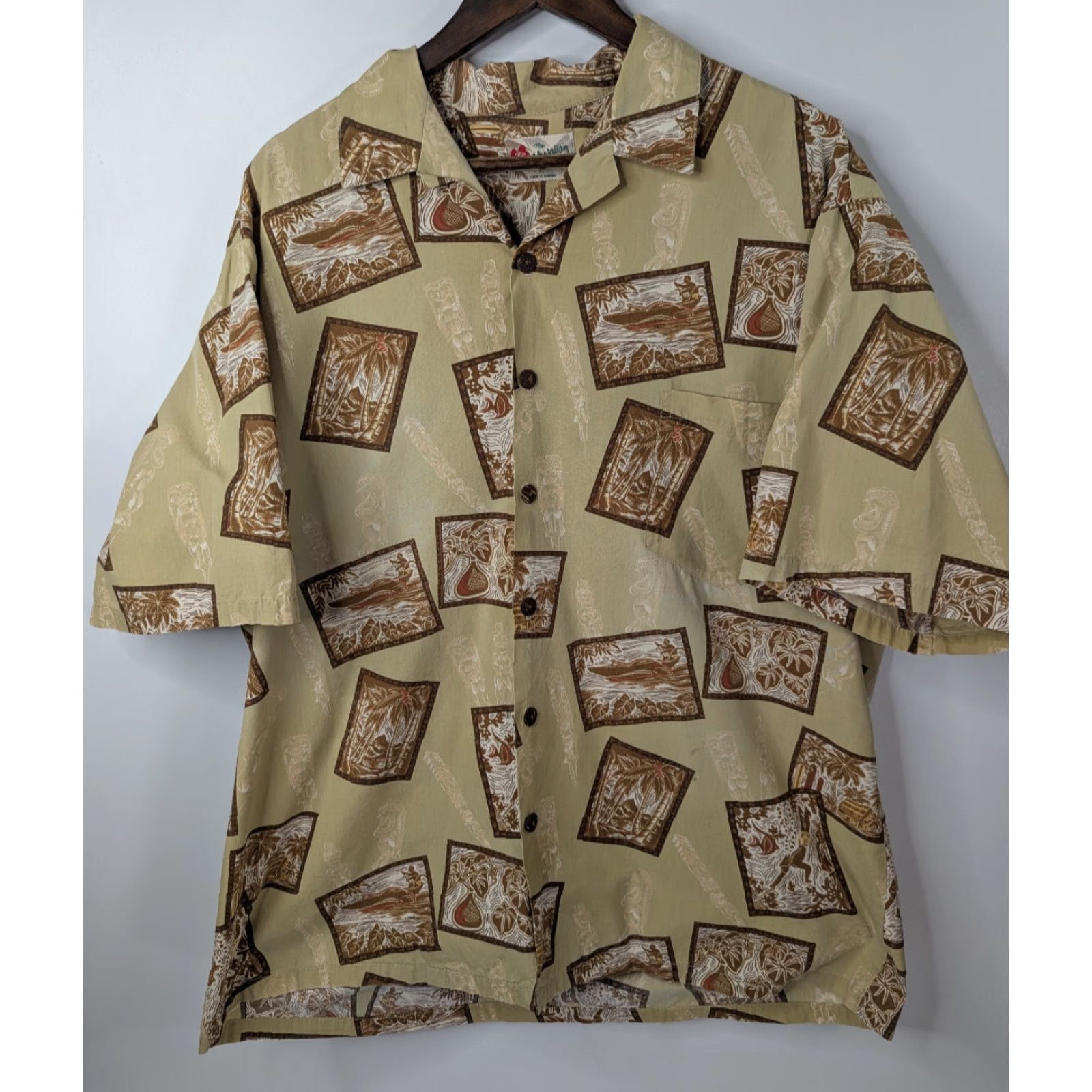 Hilo Hattie Hilo Hattie Hawaiian Shirt Mens XL Beige Brown Floral Short Sleeve Button-Up Vacation Camp Size US XL / EU 56 / 4 - 2 Thumbnail