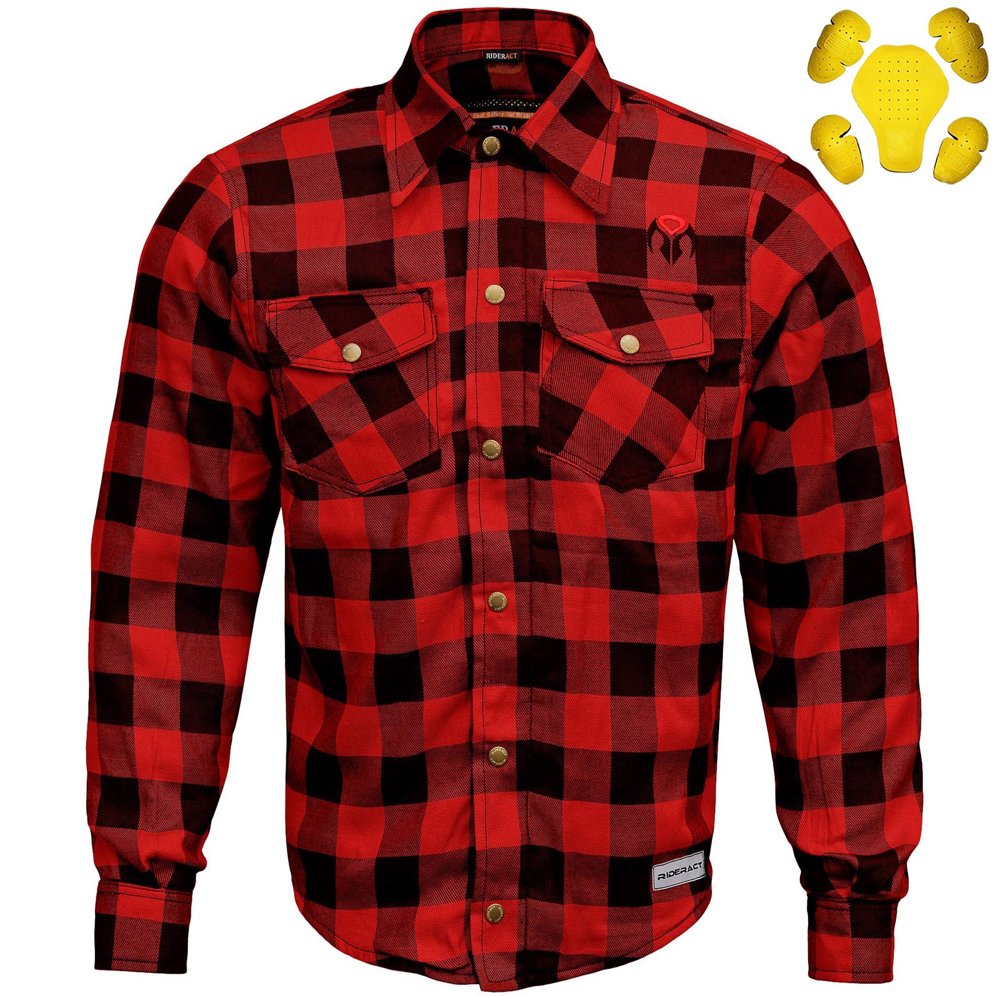 Dixxon × Flannel × Other RIDERACT® Men's Red Reinforced Flannel Motorcycle Shirt Size US M / EU 48-50 / 2 - 1 Thumbnail
