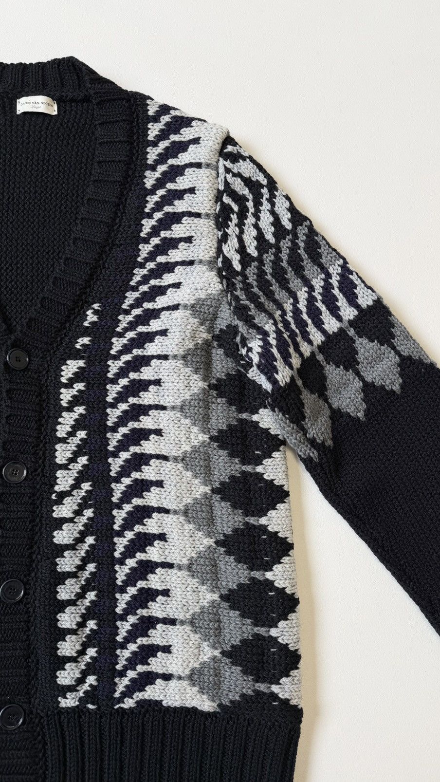 Dries Van Noten ‘Abstract Patterned’ Black Wool Cardigan Size US M / EU 48-50 / 2 - 8 Thumbnail