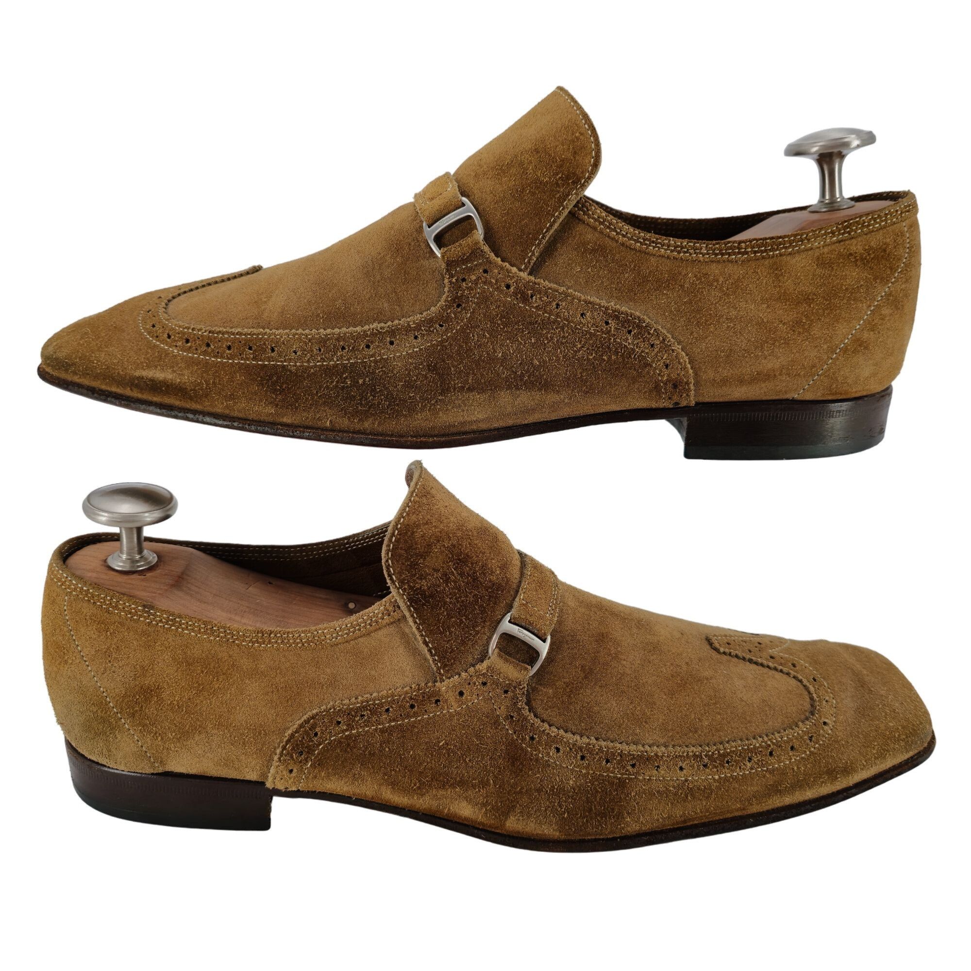 Salvatore Ferragamo Mens Size 11EE Brown Suede Leather Dress display picture 3