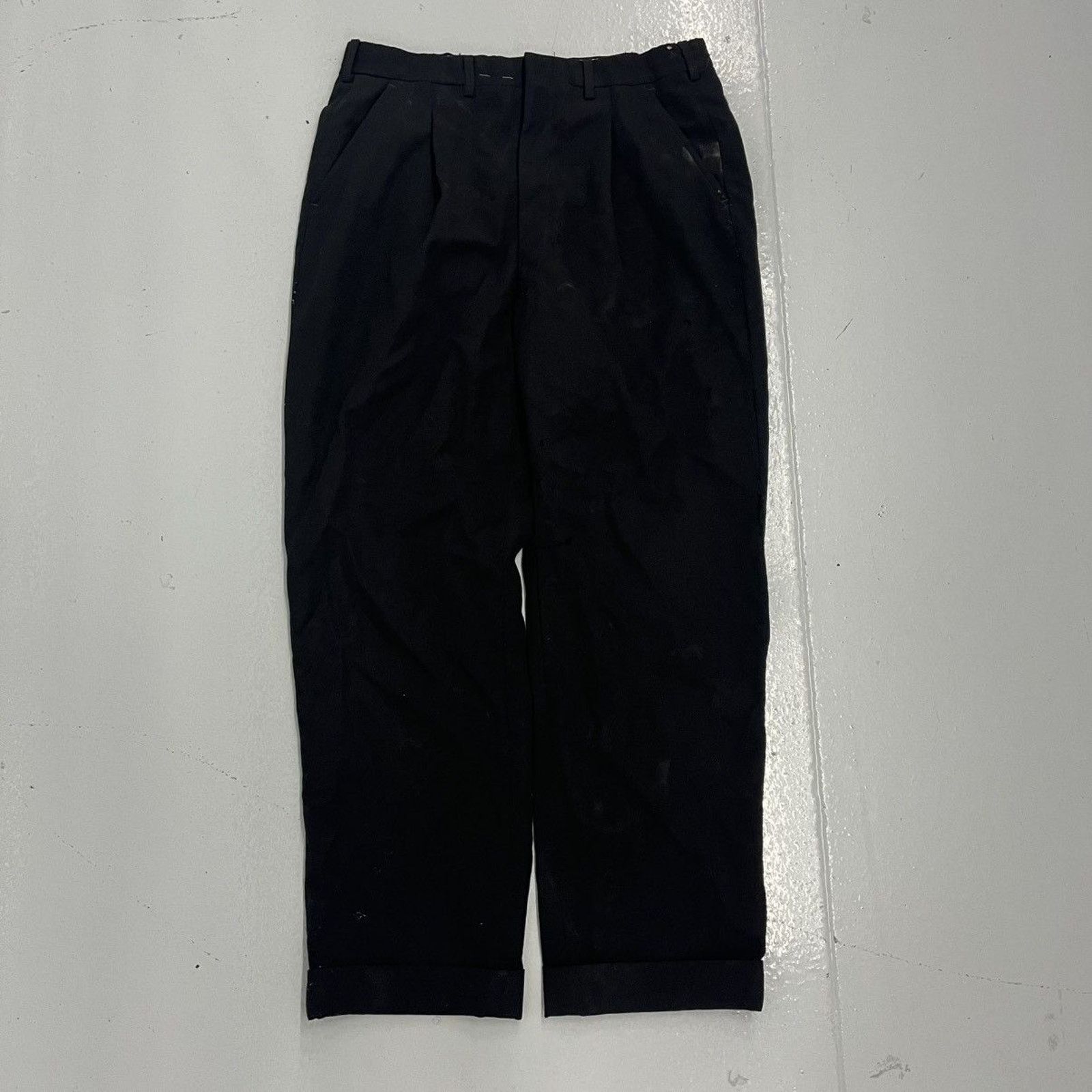 Other Vintage 60s Black Wool Flat Front Trousers 32x28 Size US 32 / EU 48 - 1 Thumbnail